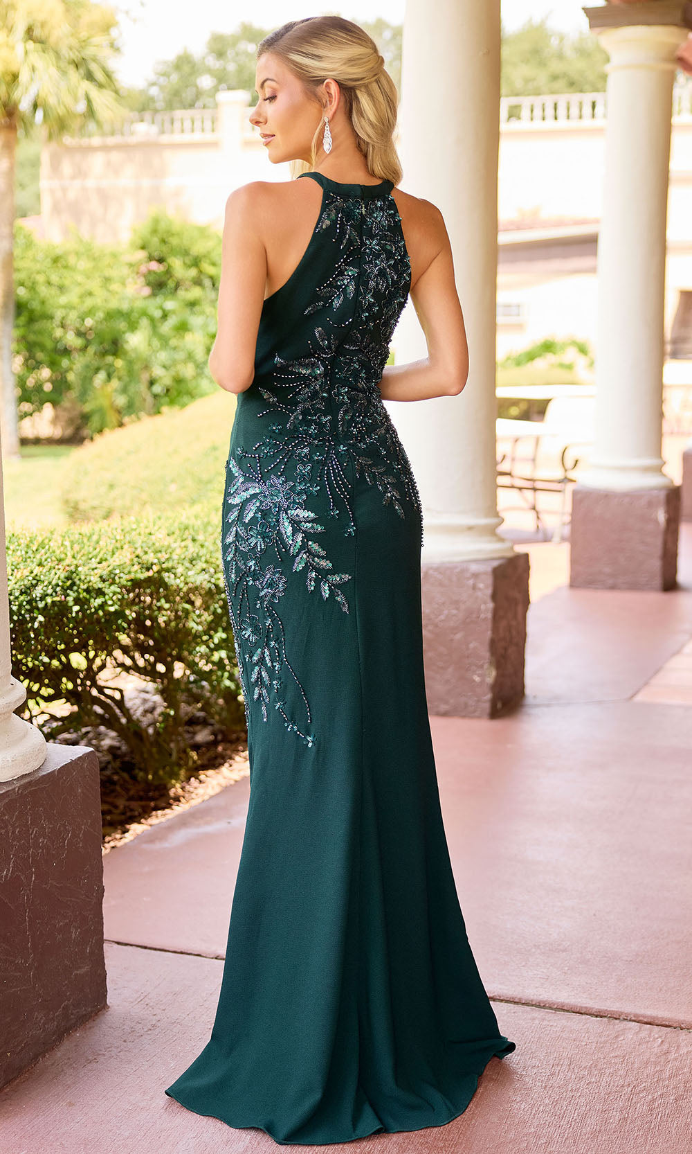 Primavera Couture 13180 - Halter Floral Beaded Formal Dress - view 11