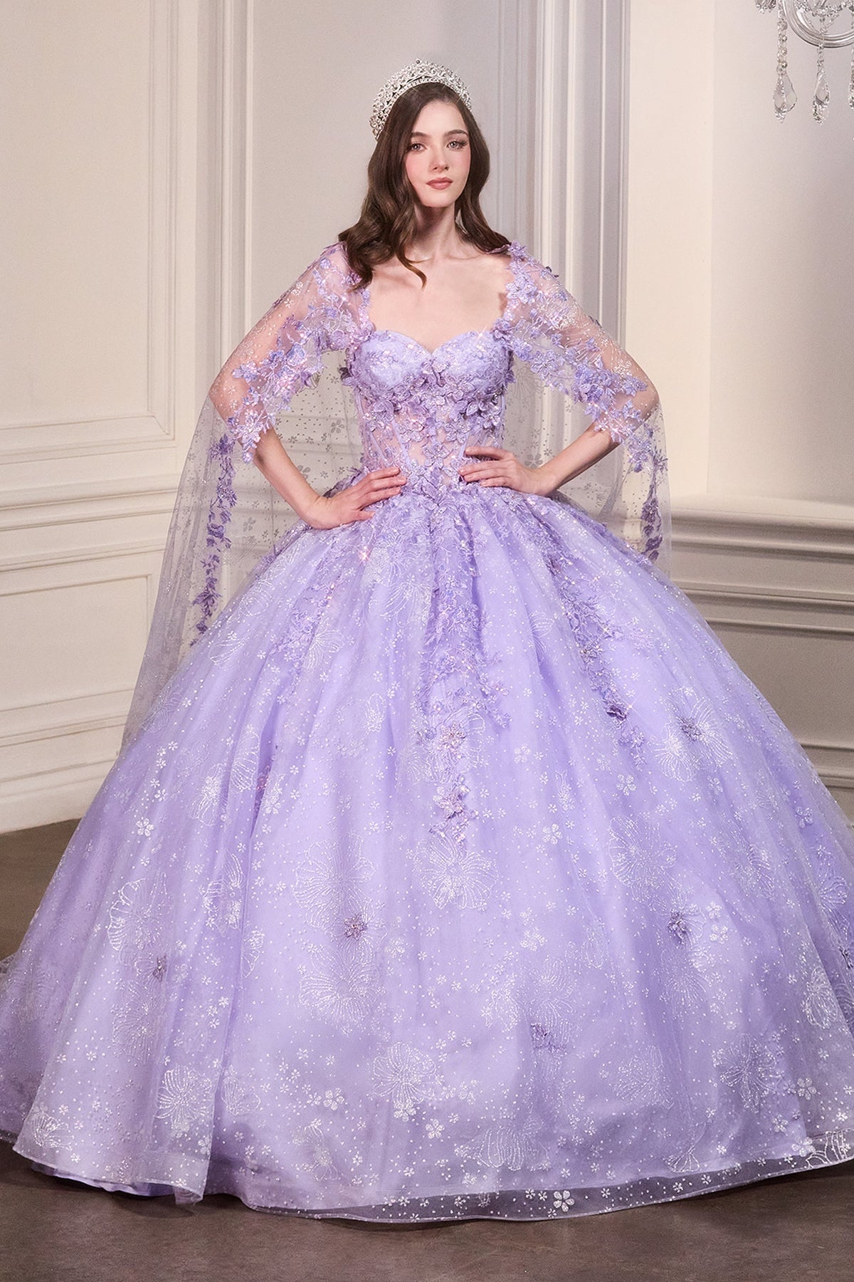 Ladivine 15719 - Applique Ornate Ballgown