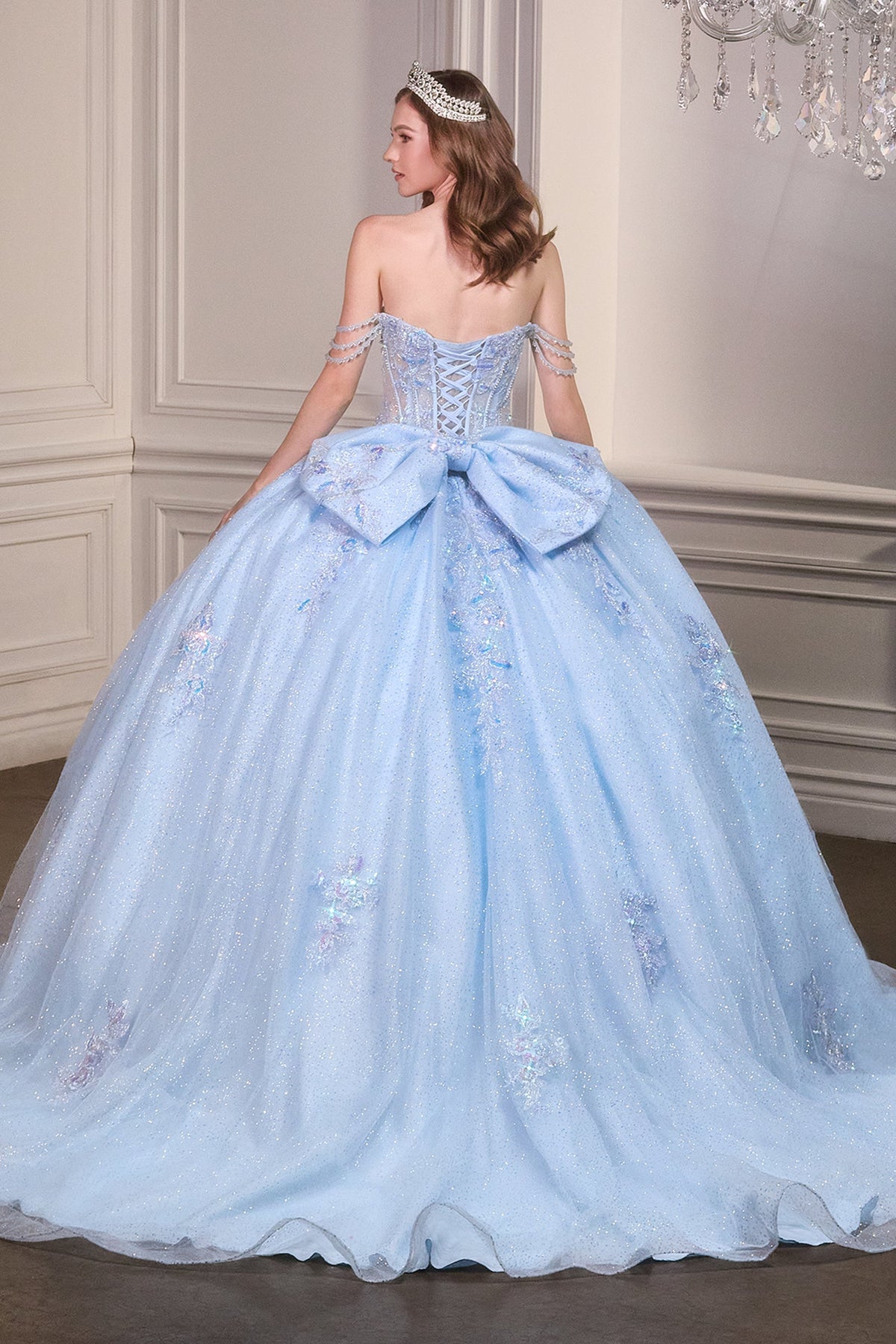 Ladivine 15735 - Off Shoulder Beaded Corset Ballgown