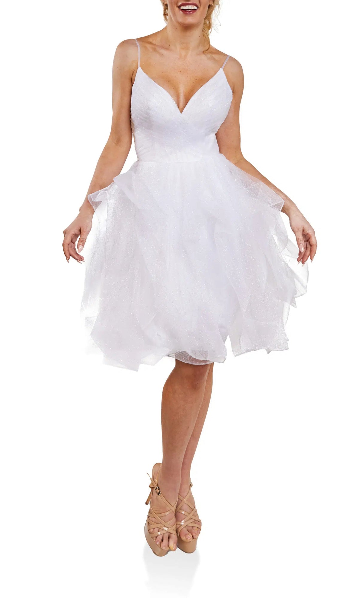 Terani Couture - 1821H7770 Low Scoop Back Ruffle Skirt Cocktail Dress - detail view