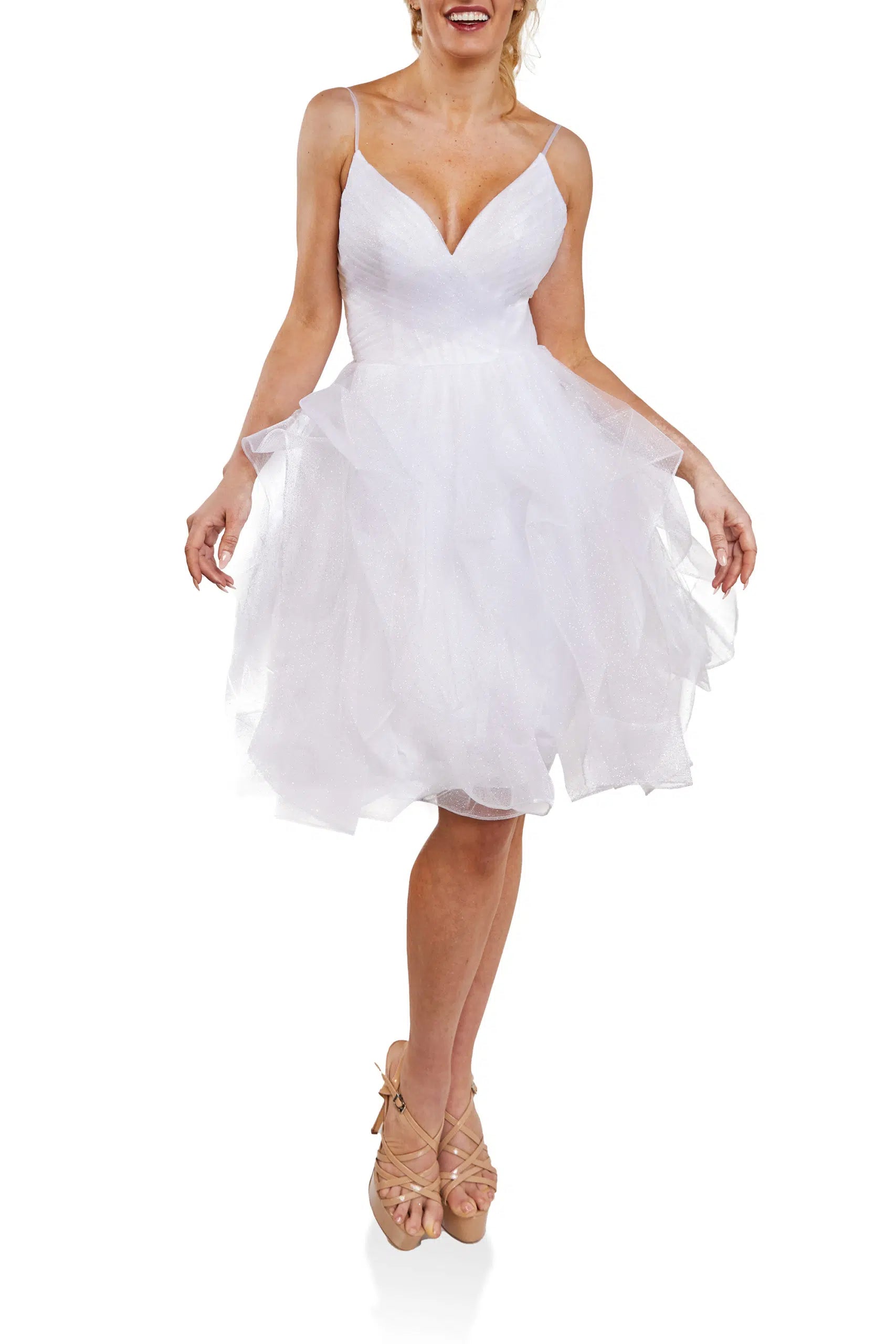 Terani Couture - 1821H7770 Low Scoop Back Ruffle Skirt Cocktail Dress - detail view