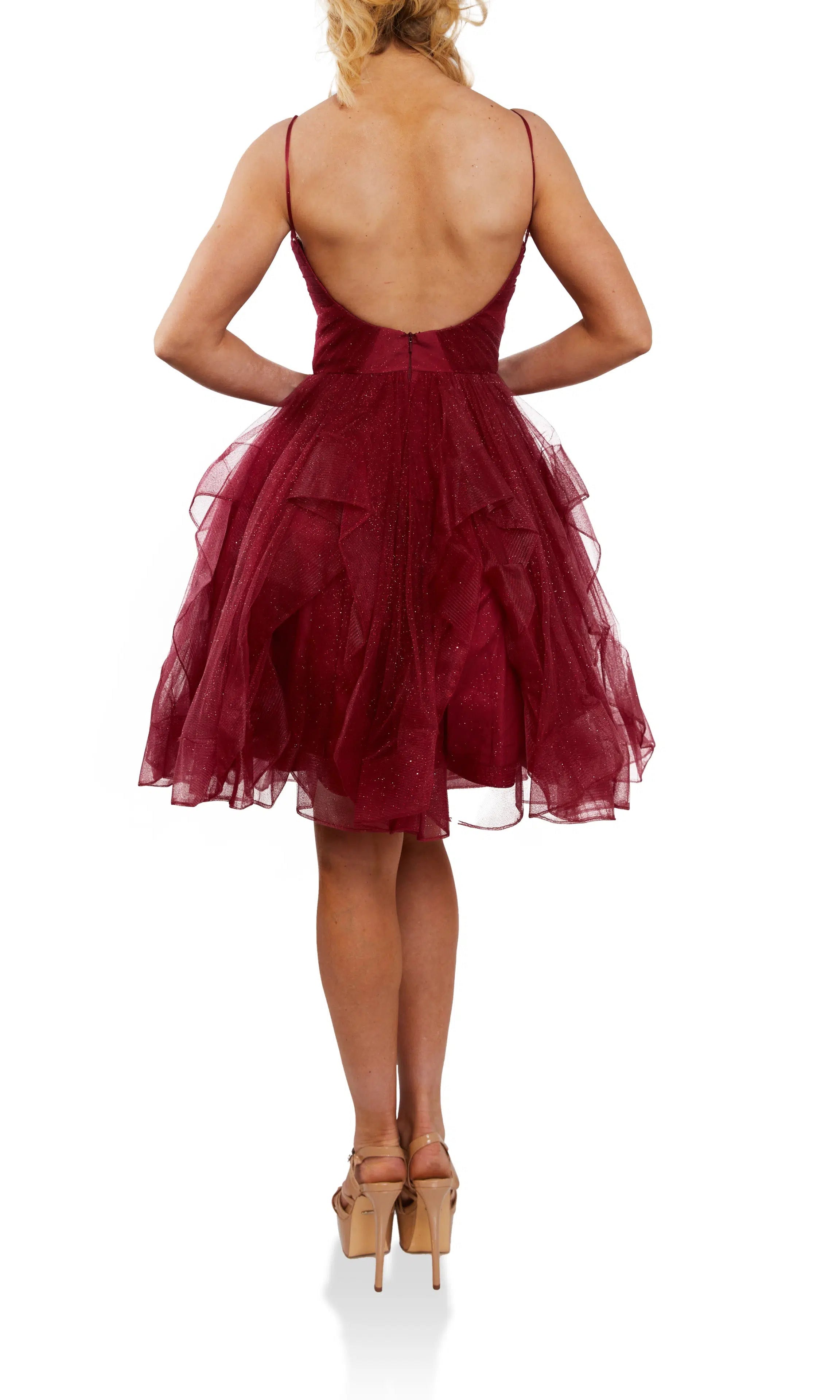 Terani Couture - 1821H7770 Low Scoop Back Ruffle Skirt Cocktail Dress - view 5