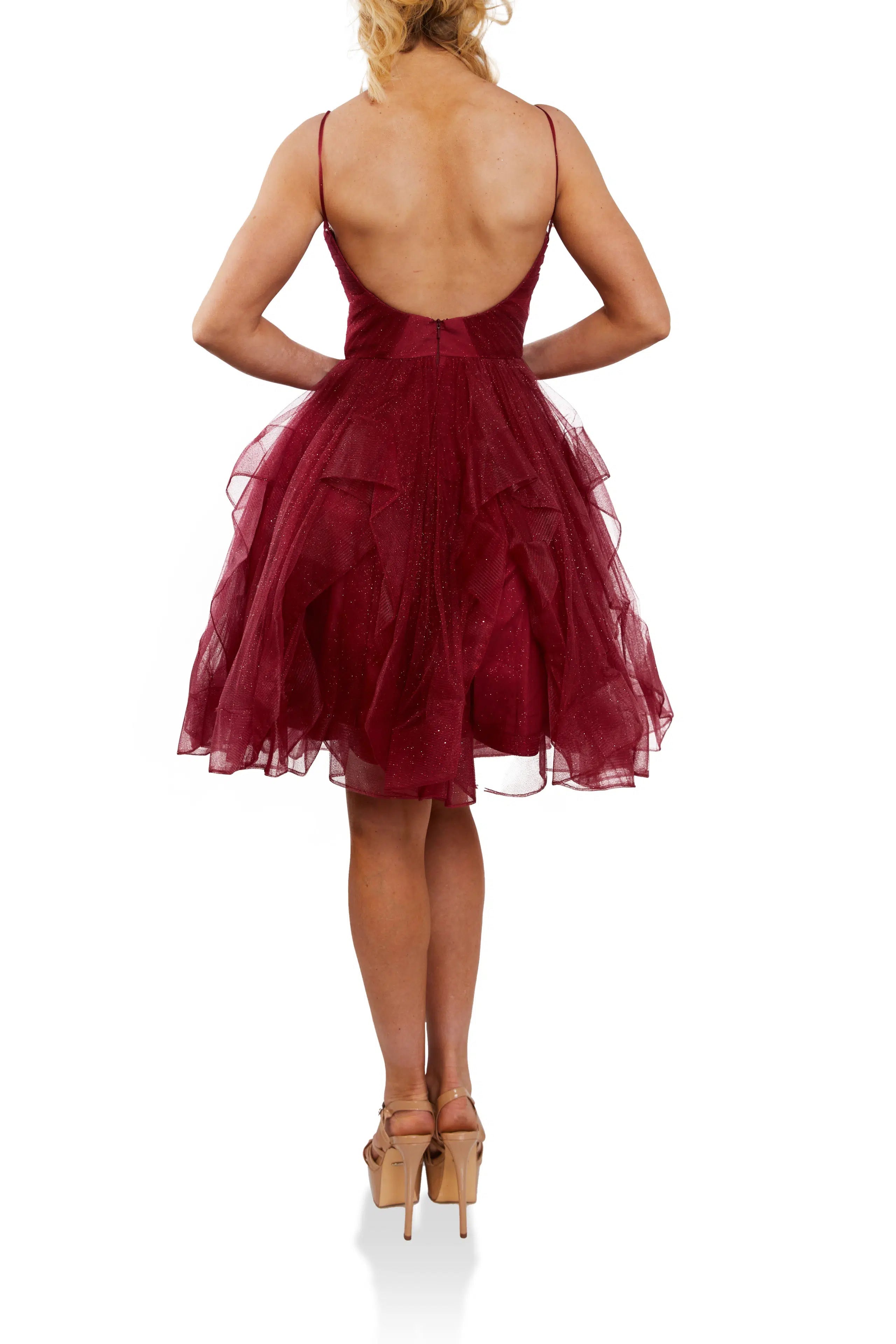Terani Couture - 1821H7770 Low Scoop Back Ruffle Skirt Cocktail Dress - view 5