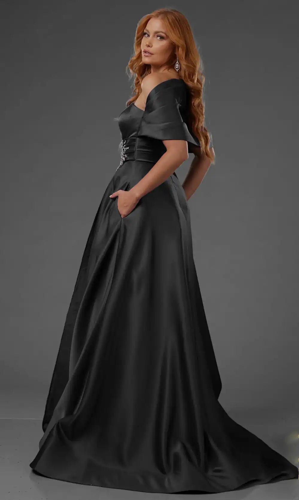Terani Couture 251M4441 - One Sholder Pleated Waistband Evening Gown - view 11