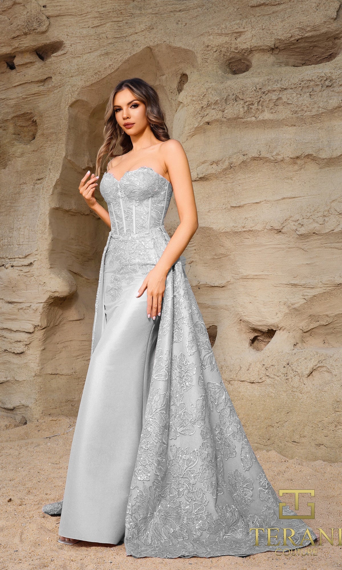 Terani Couture 252E5134 - Strapless Floral Embroidered Gown - view 4