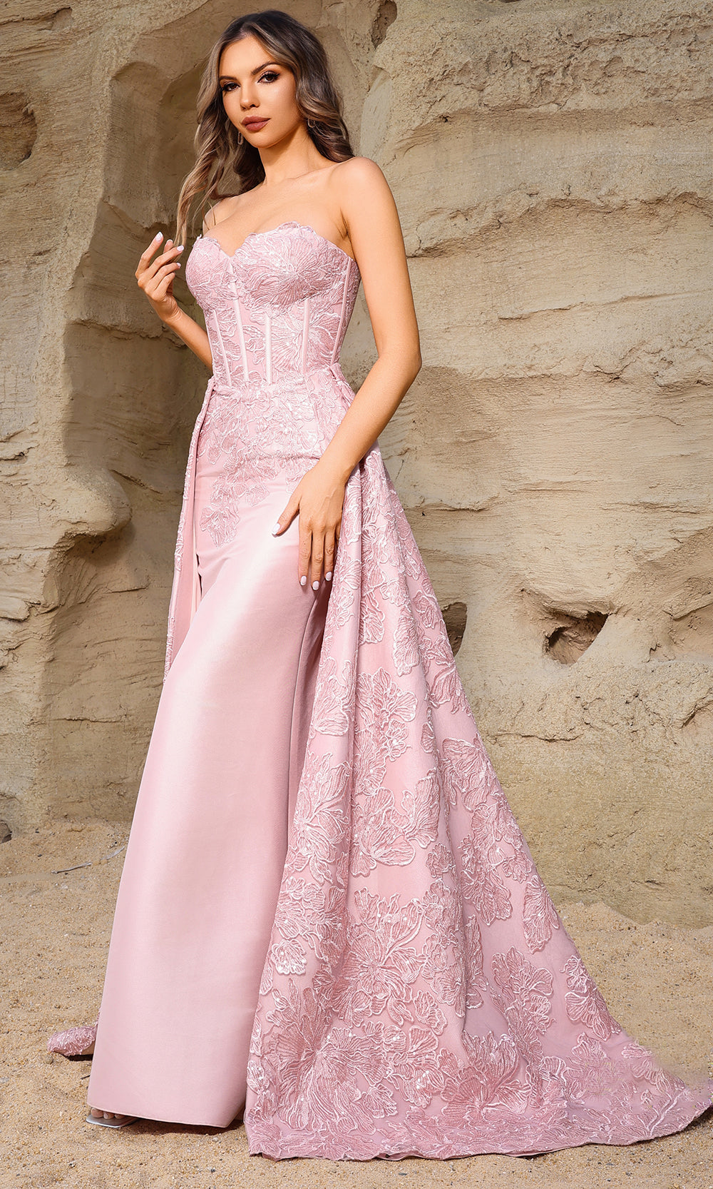 Terani Couture 252E5134 - Strapless Floral Embroidered Gown - view 6