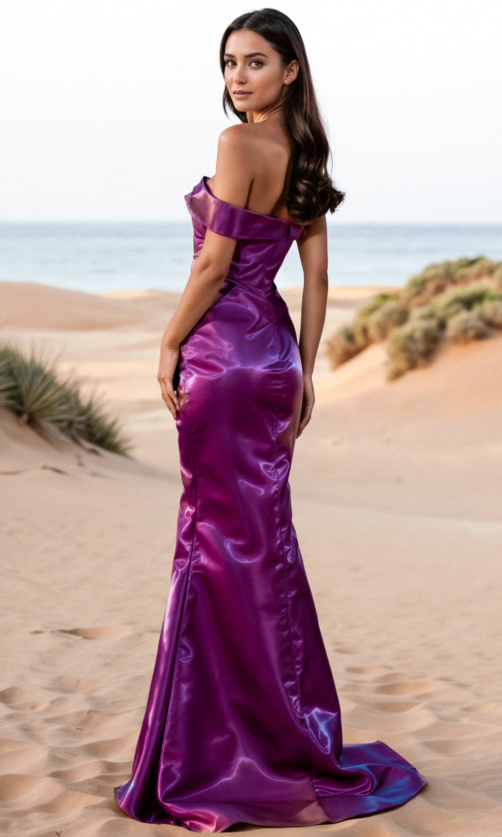 Terani Couture 252E5162 - Shimmer Straight-Across Evening Gown - detail view