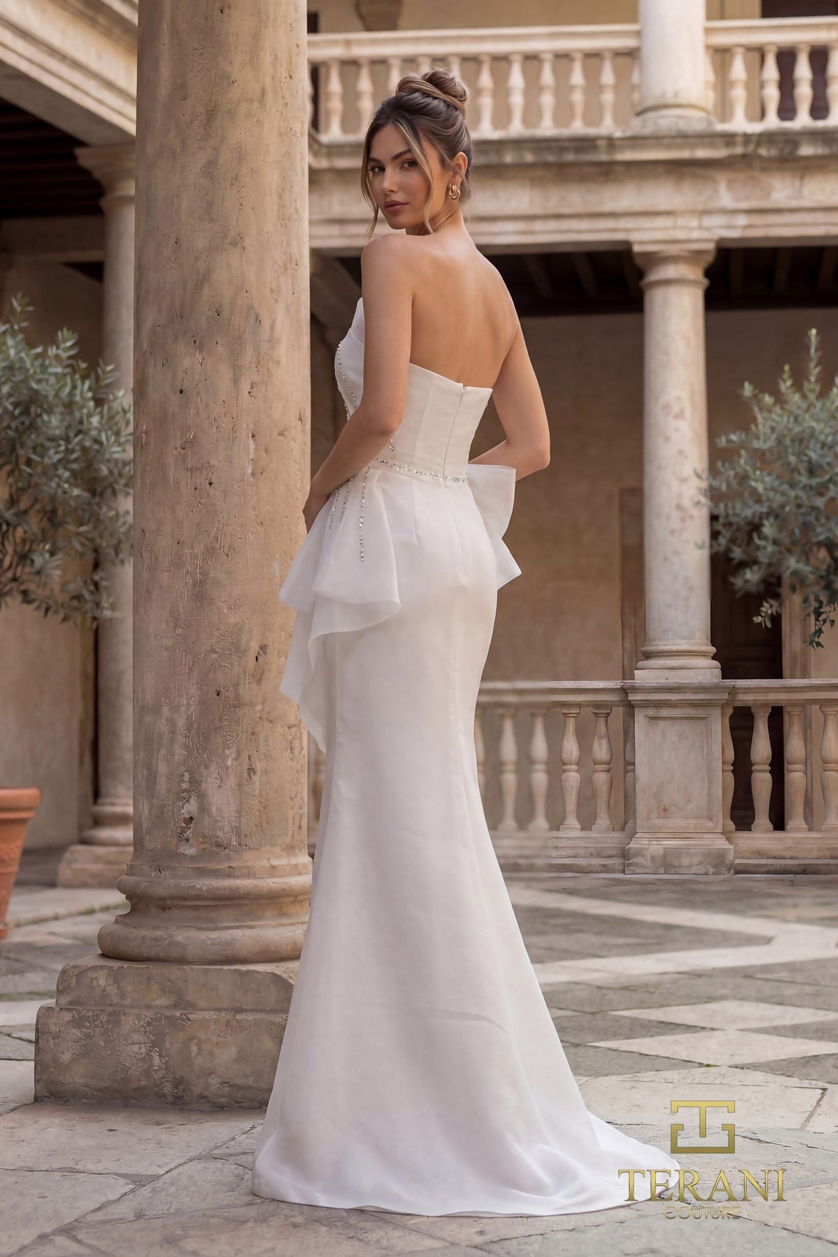 Terani Couture 252E5550 - Asymmetrical Layered Peplum Gown - view 5