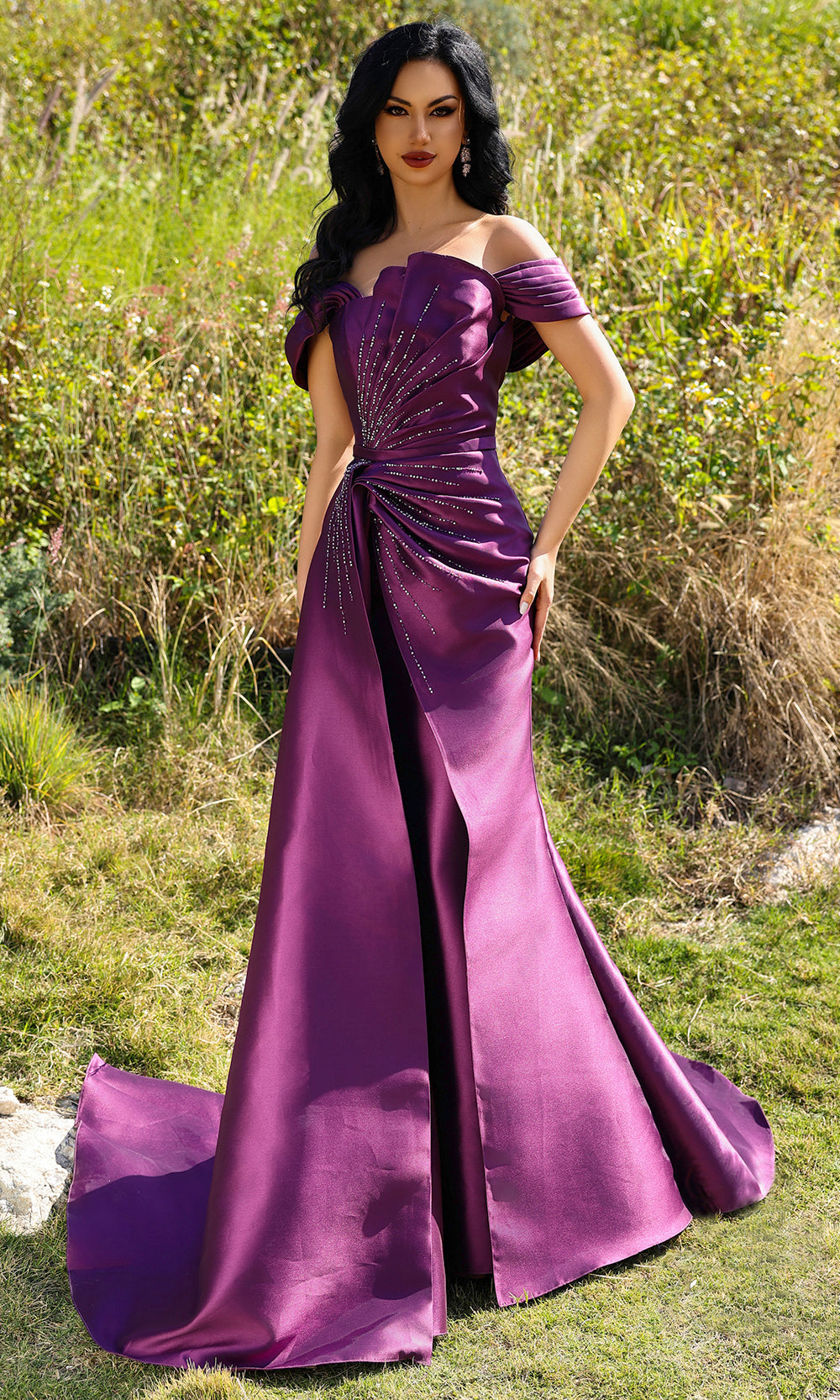 Terani Couture 252M5342 - Off Shoulder Beaded Trumpet Gown - designer mother of the bride dress at Silhouette Dresses