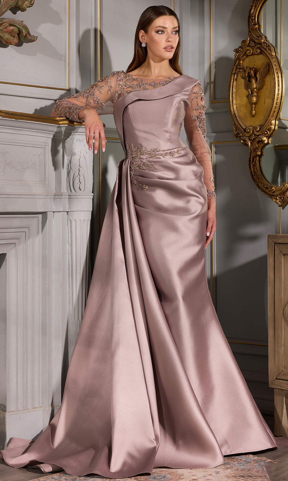 Terani Couture 252M5344 - Illusion Neckline Embroidered Gown - view 8