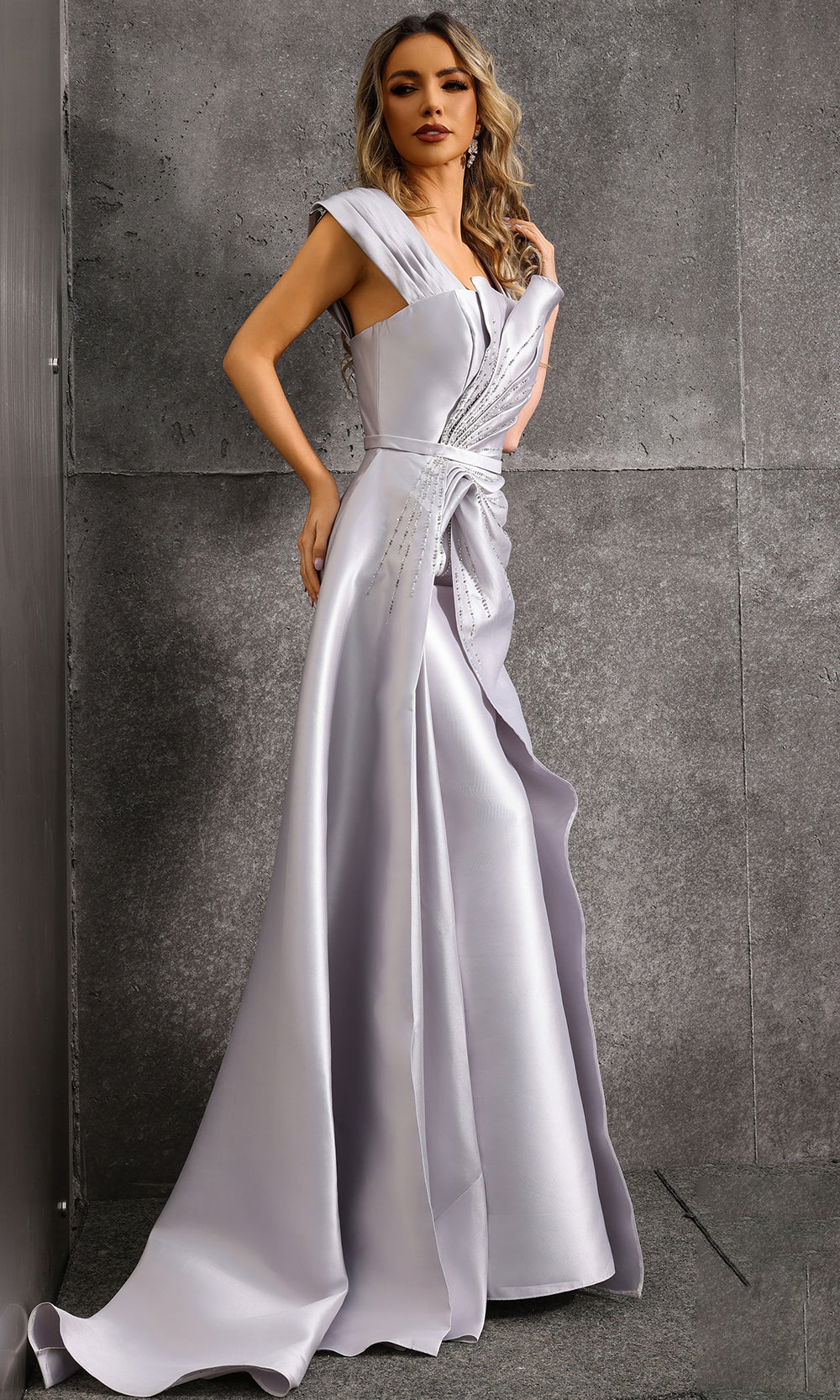 Terani Couture 252M5342 - Off Shoulder Beaded Trumpet Gown - back view