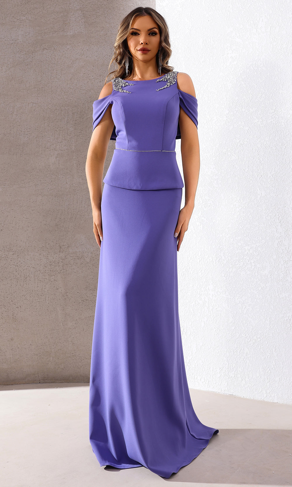 Terani Couture 252M5373 - Cold Shoulder Embellished A-Line Gown