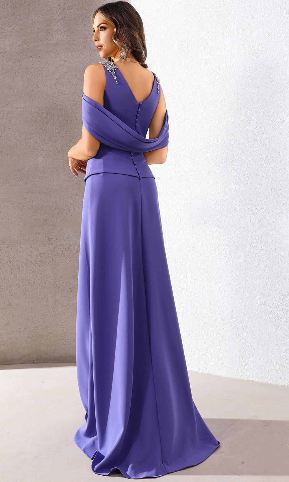 Terani Couture 252M5373 - Cold Shoulder Embellished A-Line Gown