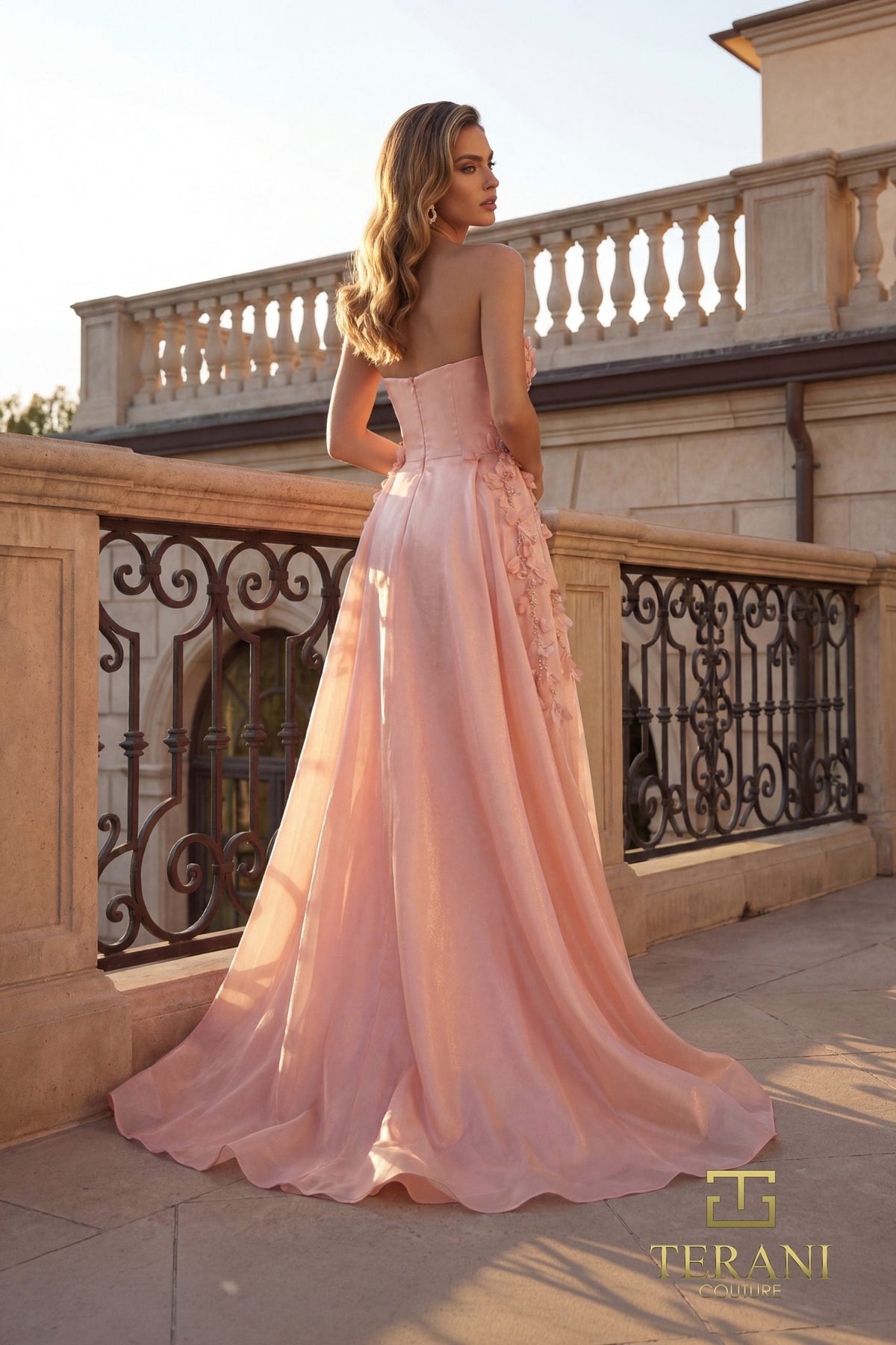 Terani Couture 261E6195 - Straight Neck Crepe Back Satin Dress - view 4