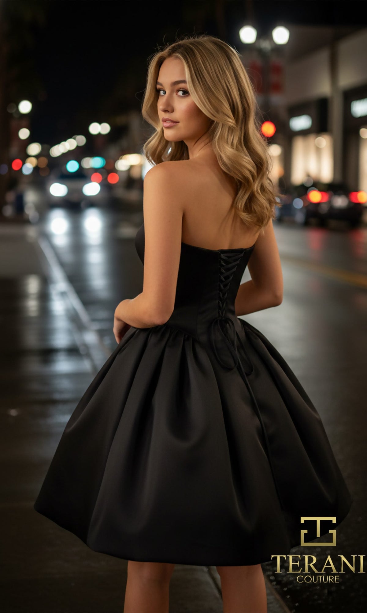 Terani Couture 261P6176 - Strapless Satin Short Cocktail Dress - view 5