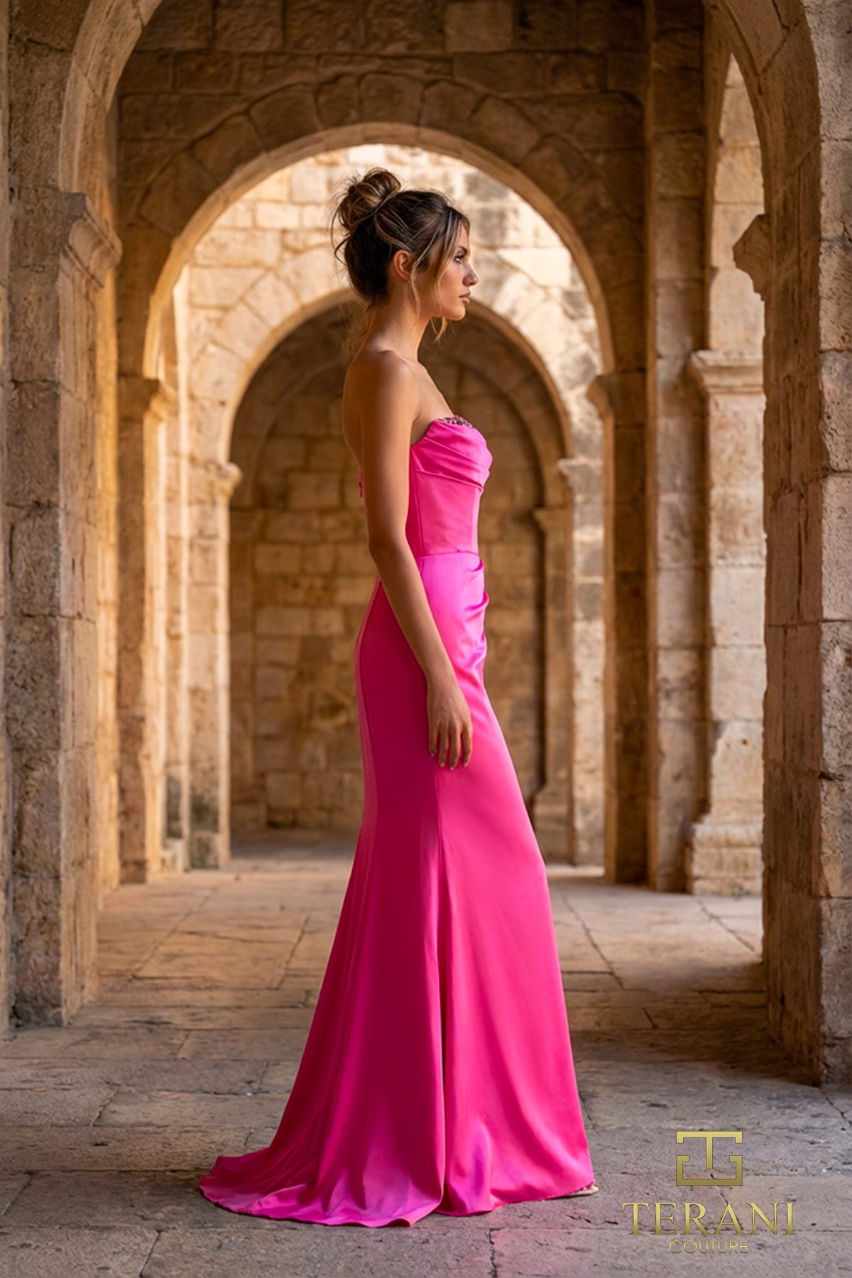 Terani Couture 261P6217 - Satin Beaded Strapless Evening Gown - view 6
