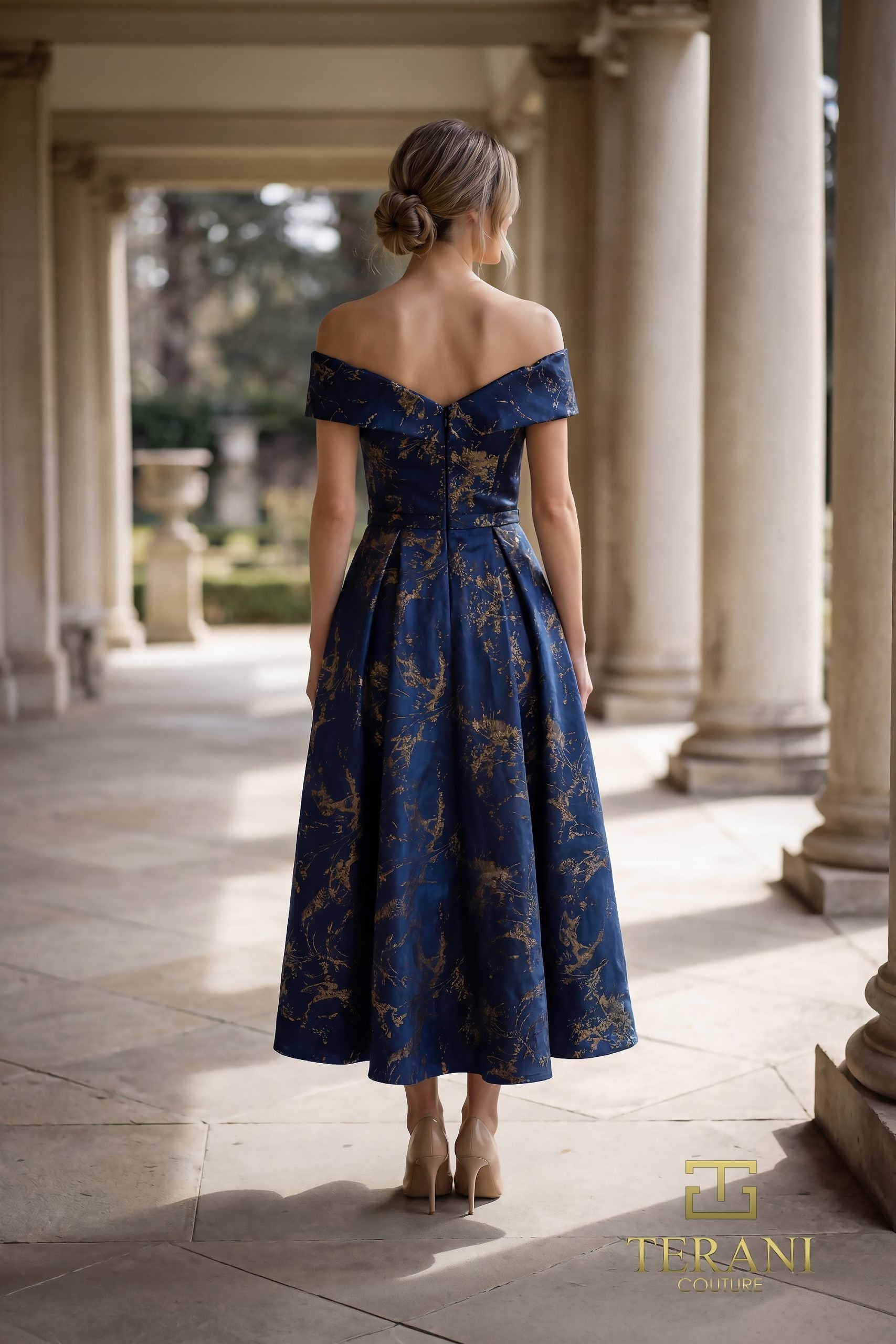 Terani Couture 261C6515 - Off Shoulder Jacquard A-Line Dress - view 5