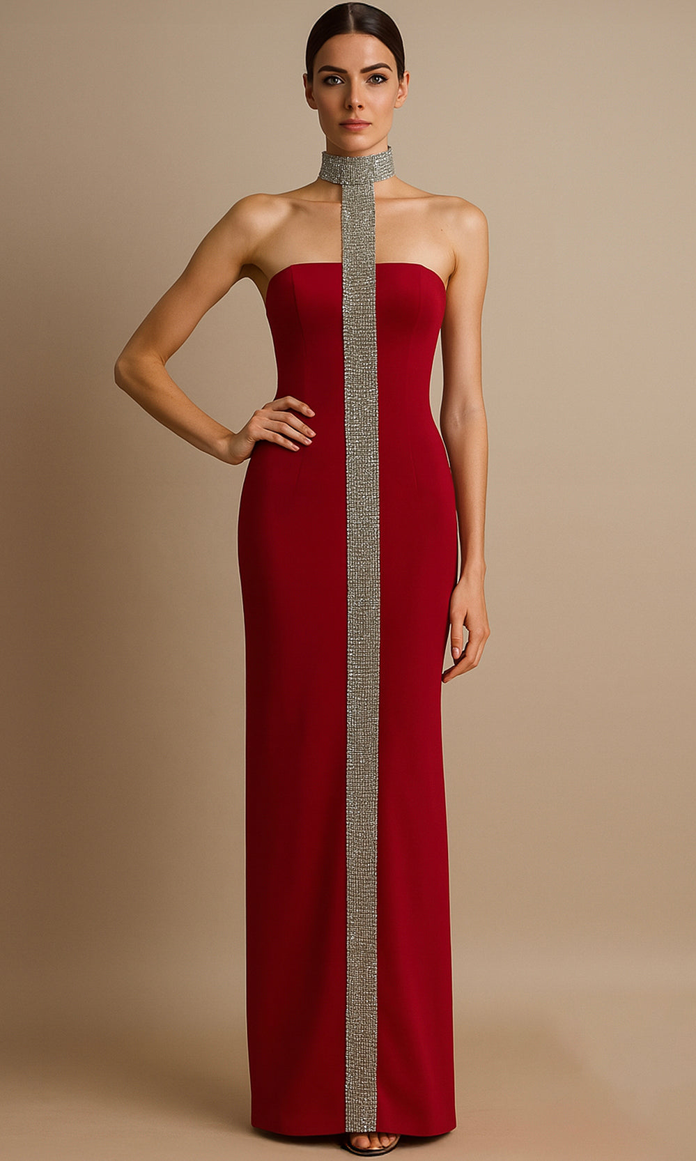 Terani Couture 261E6119 - High Neck Crystal Dress - designer formal gown at Silhouette Dresses