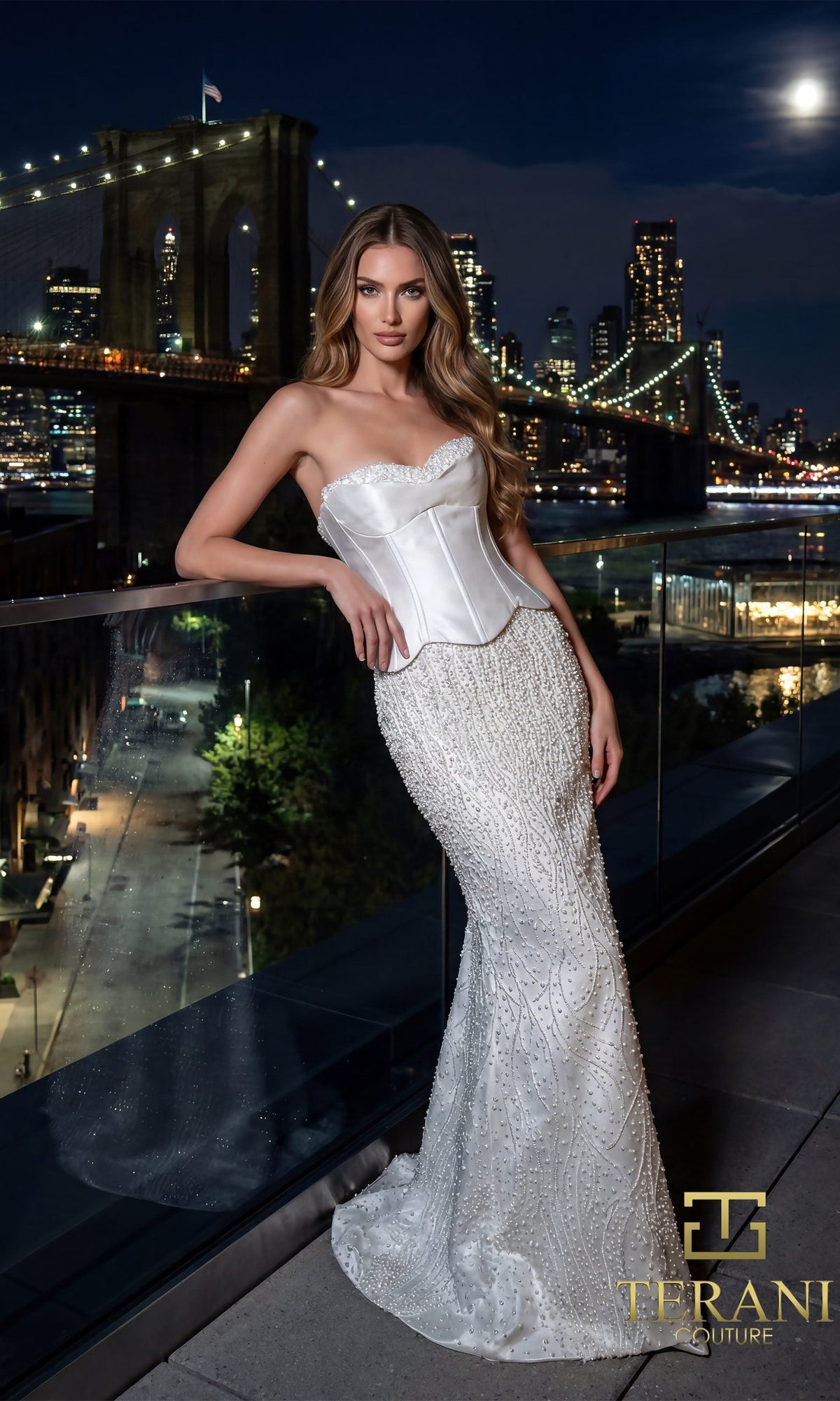 Terani Couture 261E6238 - Beaded Sweetheart Corset Mermaid Gown - detail view