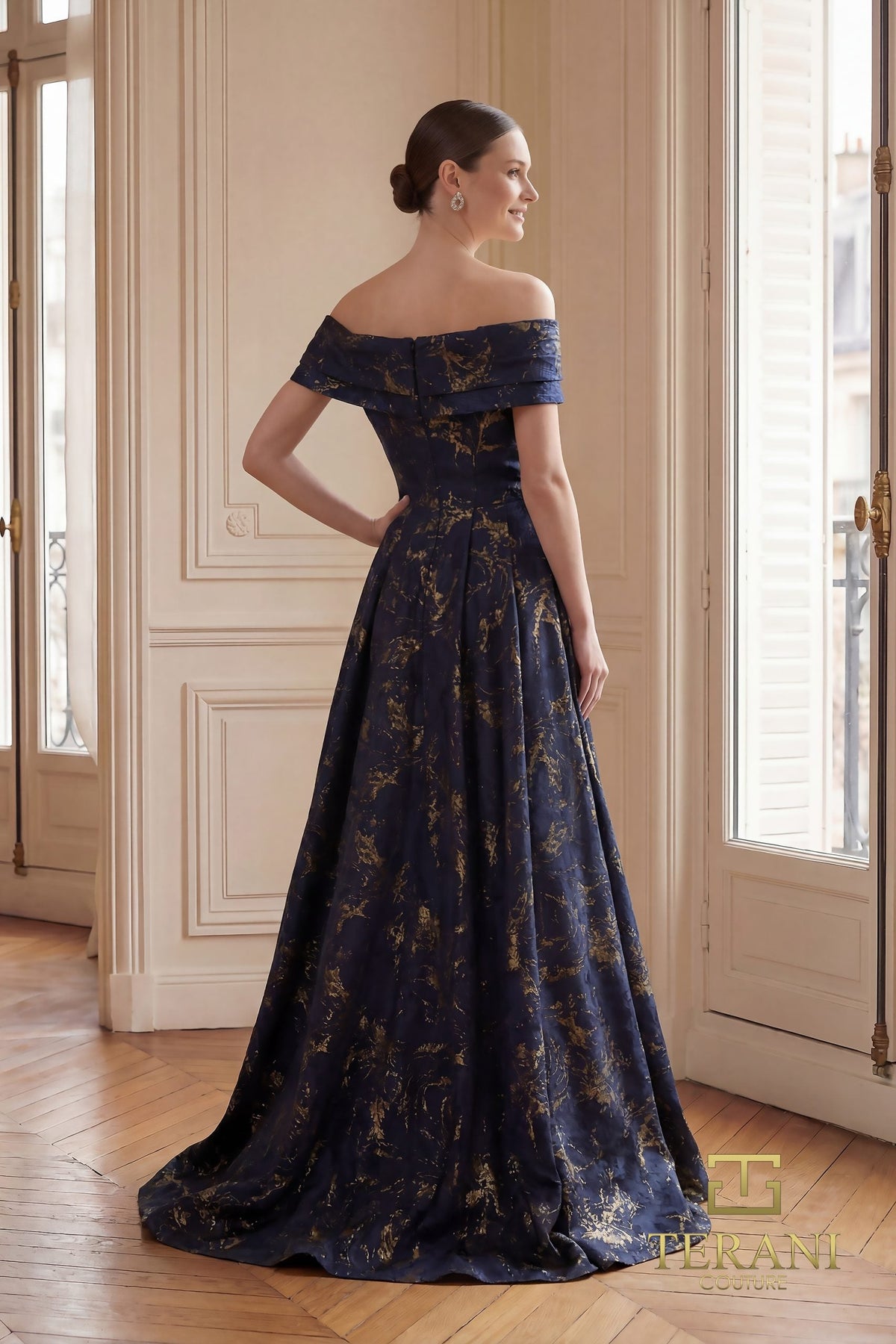 Terani Couture 261M6444 - Off Shoulder Metallic Brocade Gown - view 7