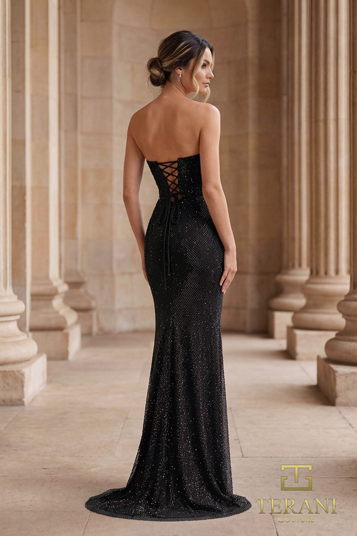 Terani Couture 261P6187 - Scoop Neckline Fishnet Prom Dress - view 5