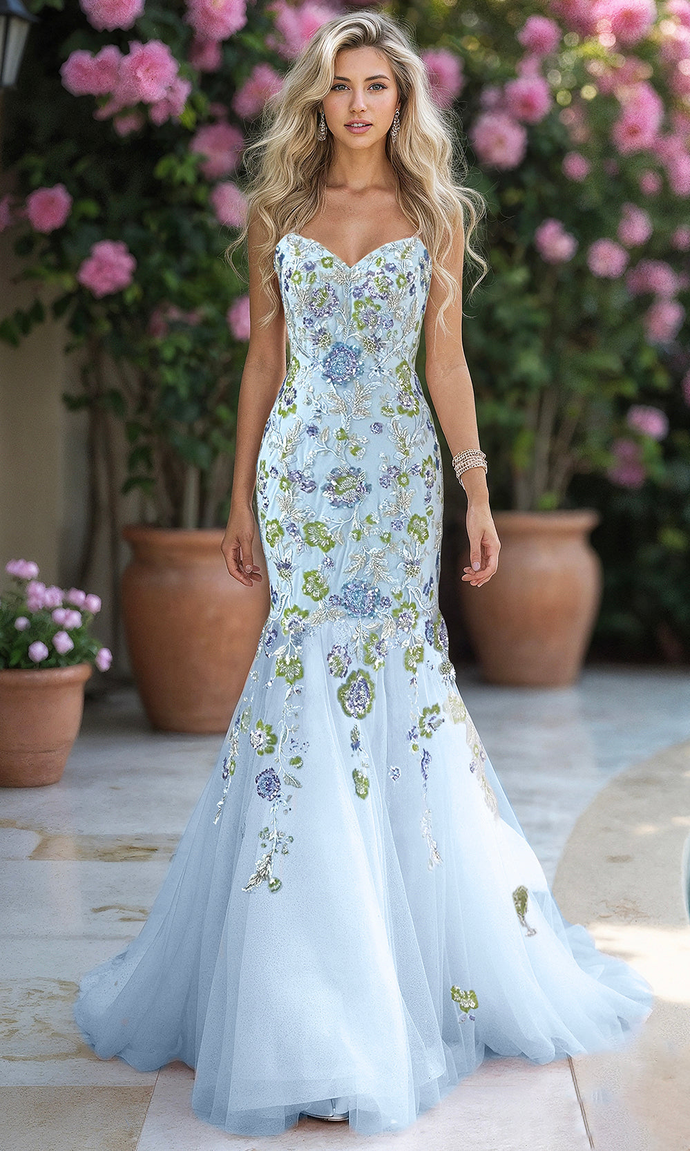 Terani Couture 261P6193 - Strapless Embroidered Mermaid Gown - designer prom dress at Silhouette Dresses