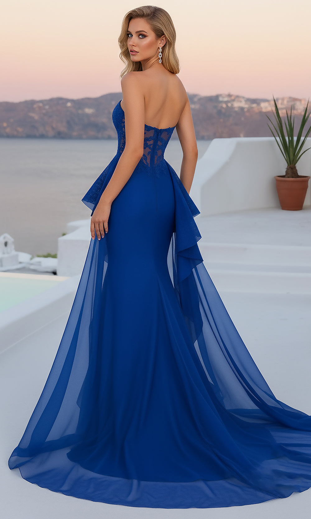 Terani Couture 261P6261 - Lace Corset Prom Dress with Overskirt - view 5