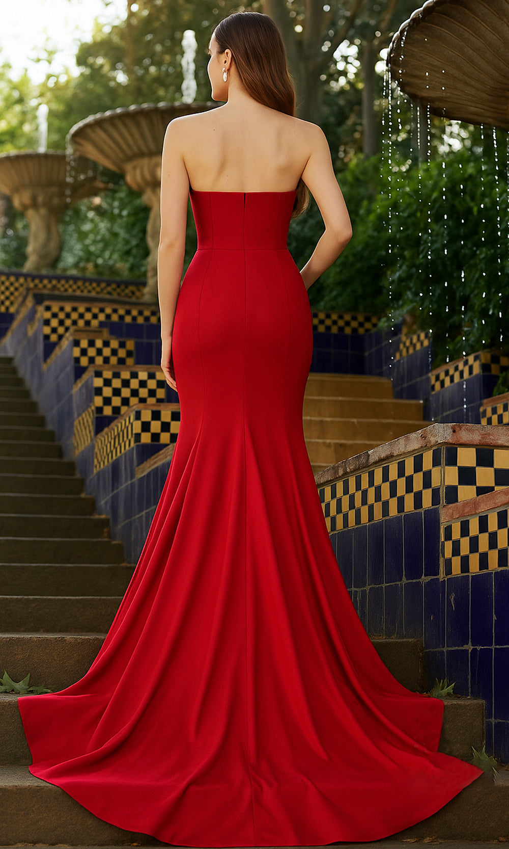 Terani Couture 261P6624 - 3D Floral Applique Strapless Slit Dress - view 5