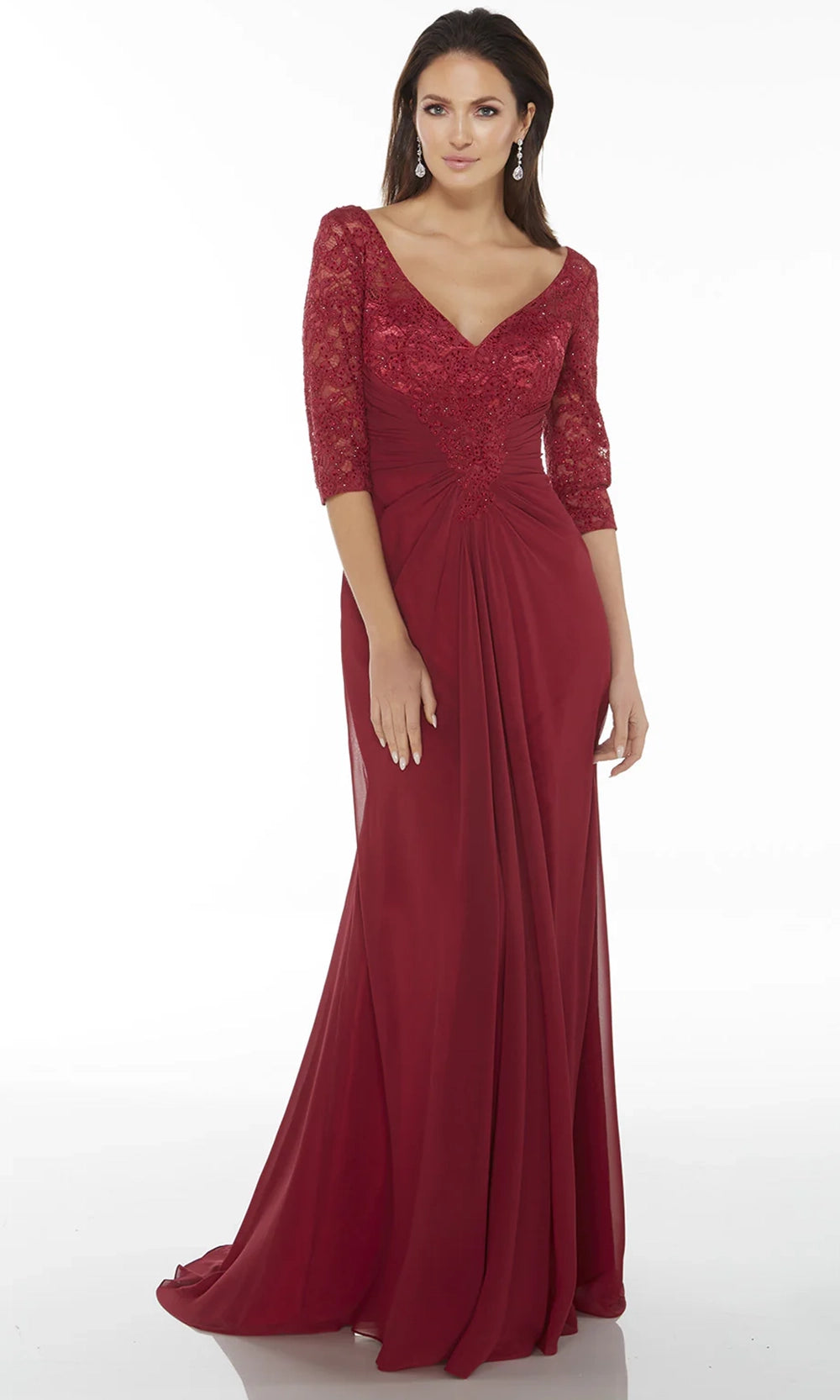 Alyce Paris 27234 - V-Neck Ruched Chiffon Evening Gown - designer mother of the bride dress at Silhouette Dresses