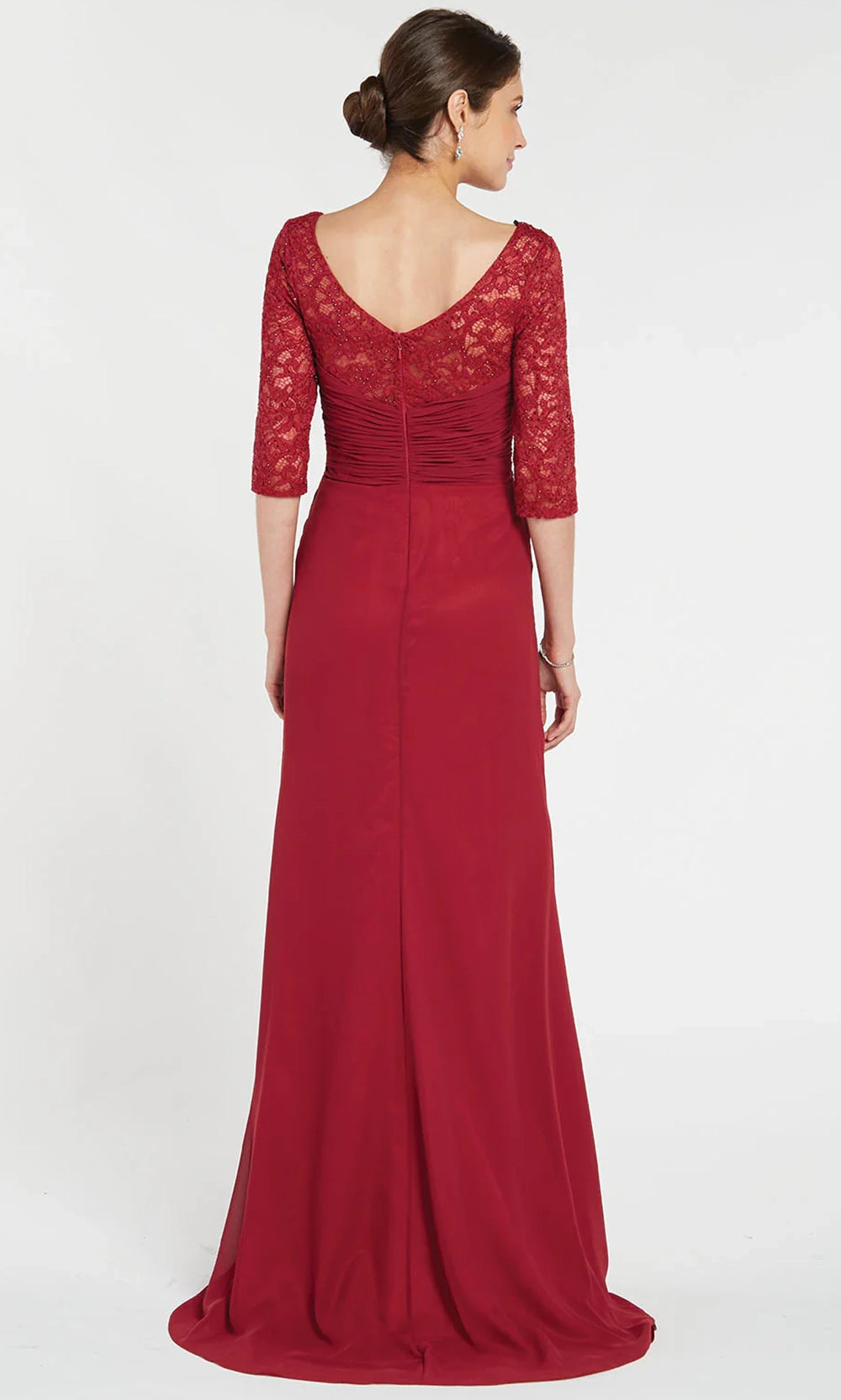 Alyce Paris 27234 - V-Neck Ruched Chiffon Evening Gown - back view