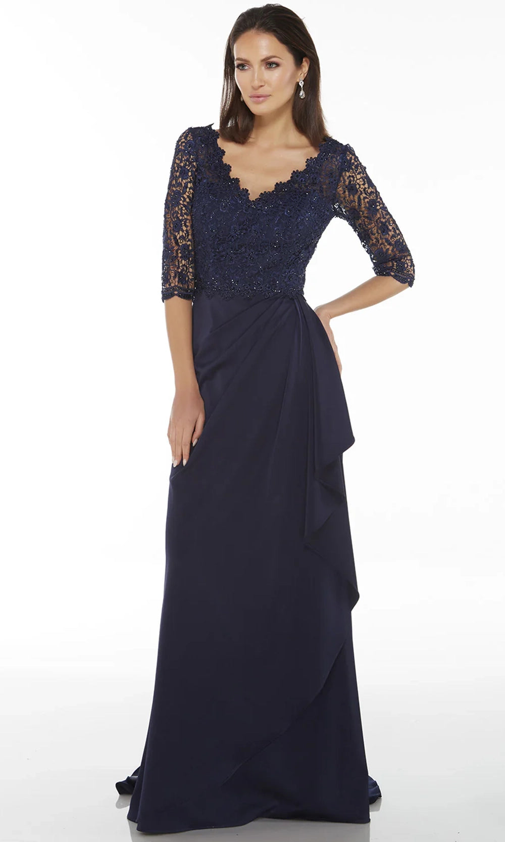 Alyce Paris 27242 - Beaded Lace Three-Quarter Sleeve Gown - designer mother of the bride dress at Silhouette Dresses