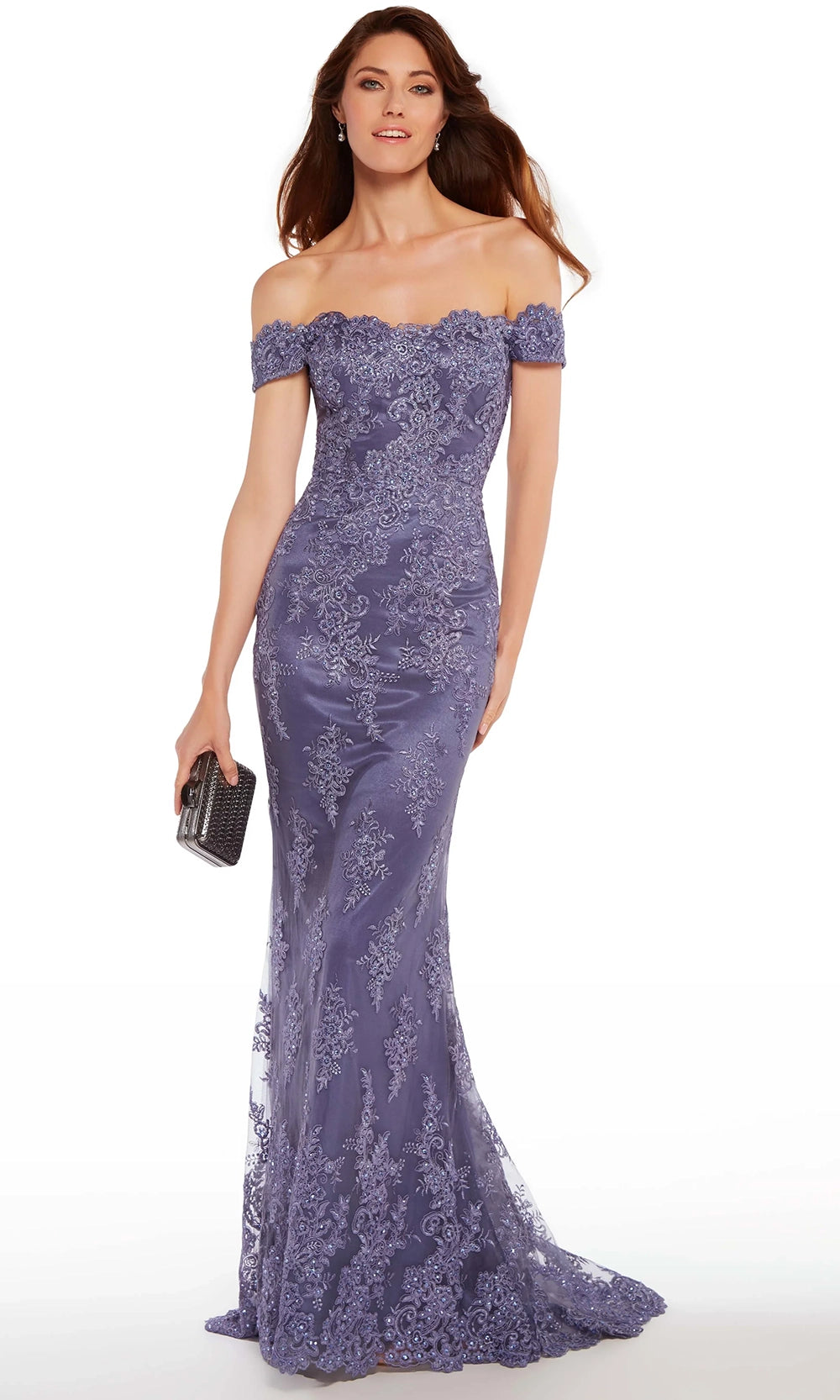 Alyce Paris 27249 - Lace Embroidered Off Shoulder Gown - designer prom dress at Silhouette Dresses
