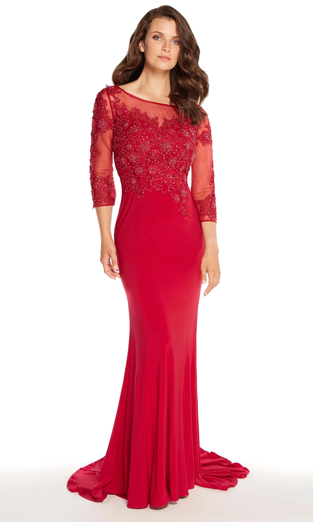 Alyce Paris 27257 - Lace Illusion Bateau Sheath Gown - view 4