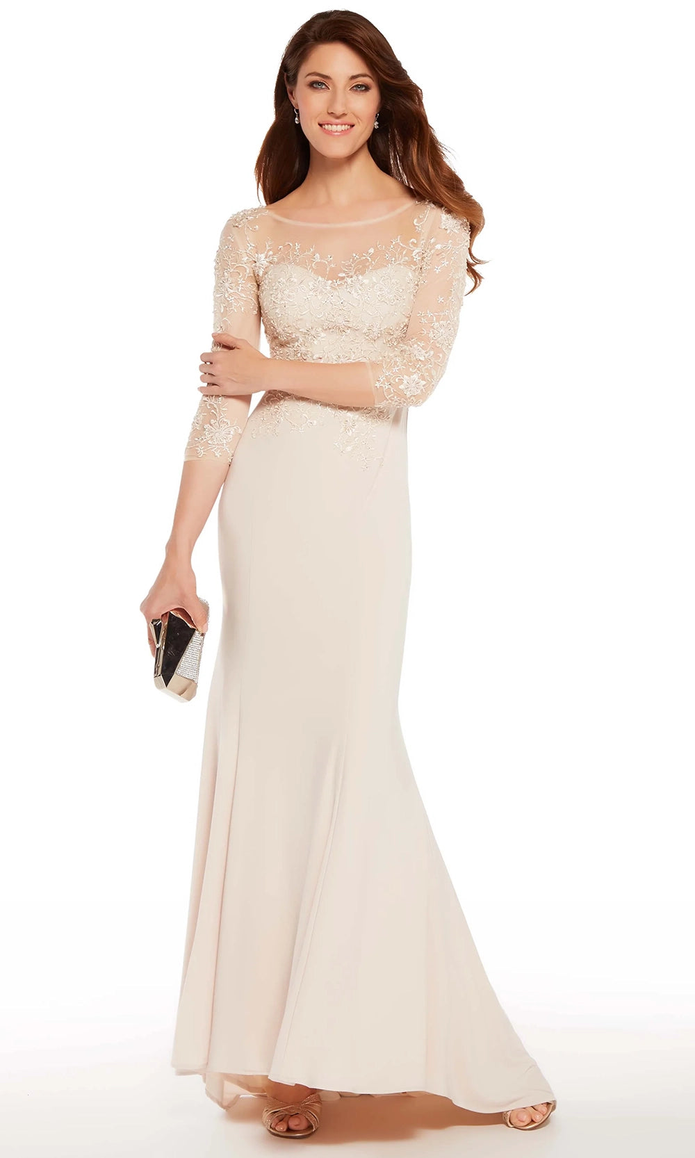 Alyce Paris 27257 - Lace Illusion Bateau Sheath Gown - designer mother of the bride dress at Silhouette Dresses