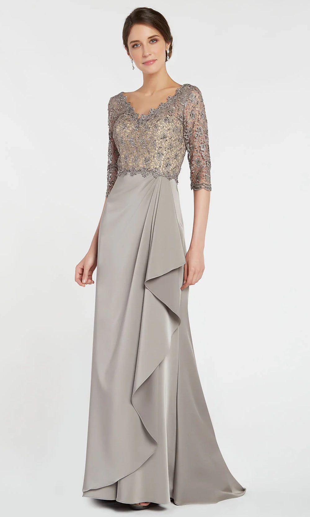Alyce Paris 27260 - Scalloped Lace V-Neck Sheath Formal Dress - back view