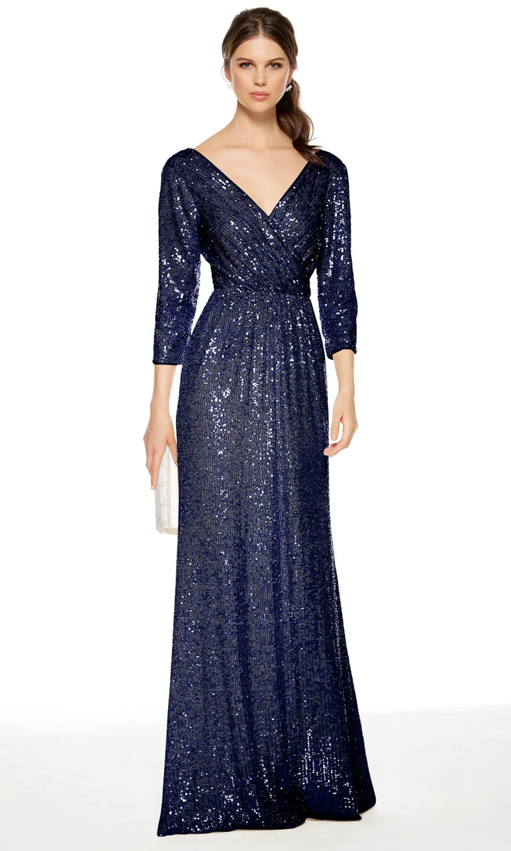Alyce Paris 27358 - Sequin Mesh V-Neck Gown with Sleeves - designer mother of the bride dress at Silhouette Dresses