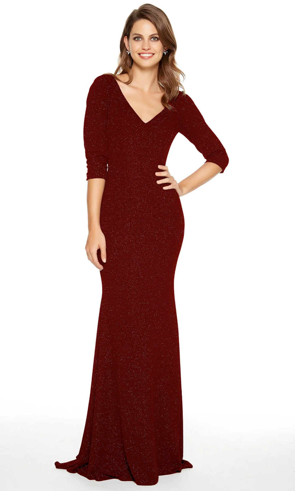 Alyce Paris 27377 - V-Neck Jersey Sheath Gown - back view