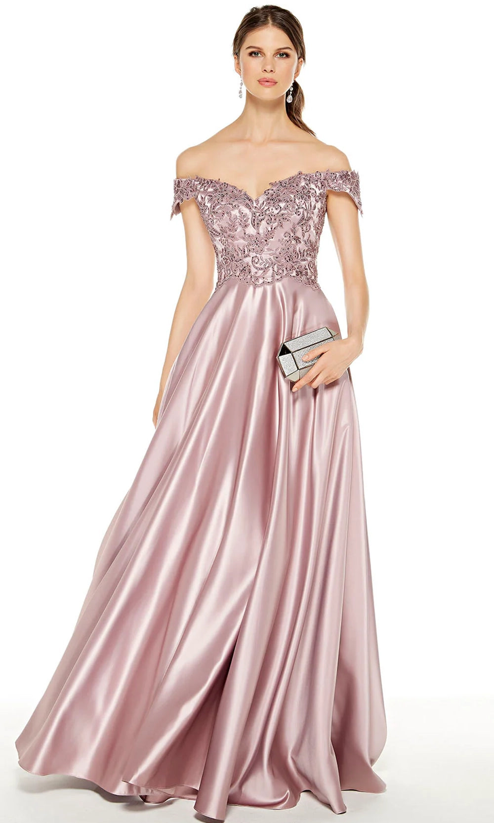 Alyce Paris 27393 - Silk Satin Off-Shoulder Gown - designer prom dress at Silhouette Dresses