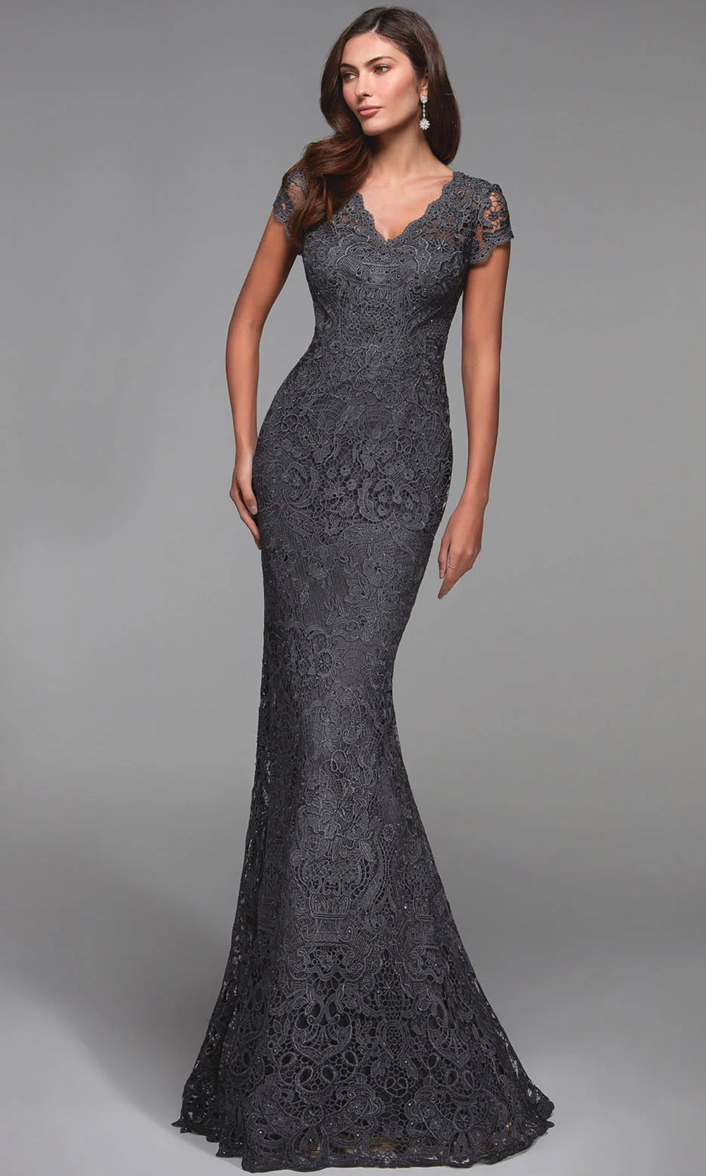 Alyce Paris 27478 - Cap Sleeve Allover Lace Formal Gown - designer mother of the bride dress at Silhouette Dresses