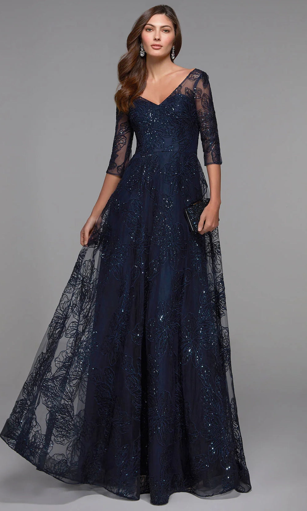 Alyce Paris 27494 - A-Line Formal Dress with Floral Embroidery - designer mother of the bride dress at Silhouette Dresses