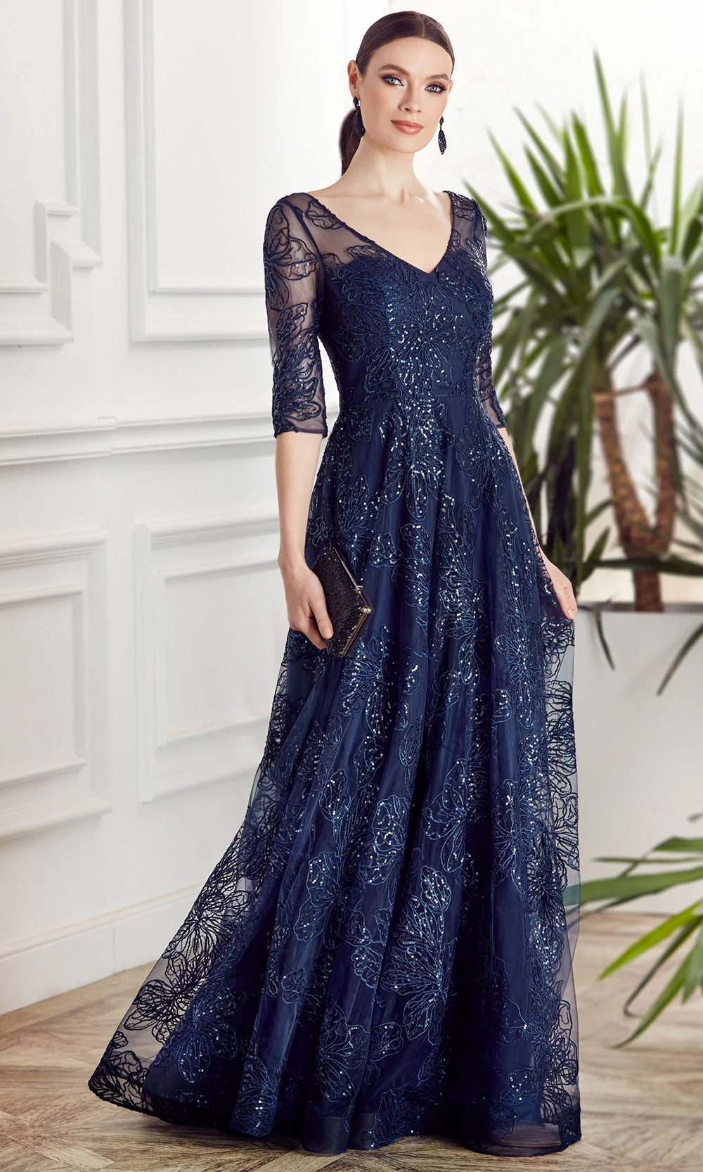 Alyce Paris 27494 - A-Line Formal Dress with Floral Embroidery - back view