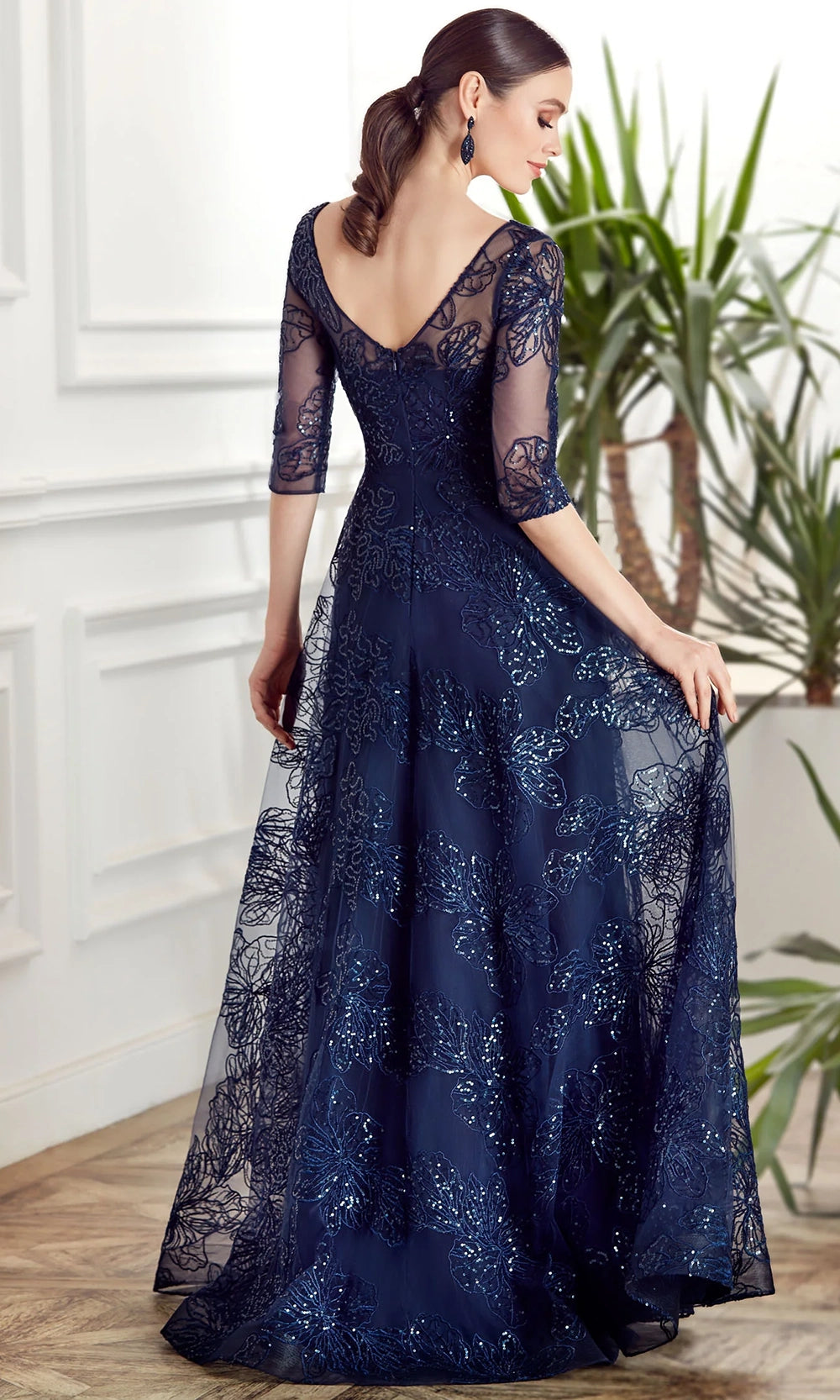 Alyce Paris 27494 - A-Line Formal Dress with Floral Embroidery - detail view