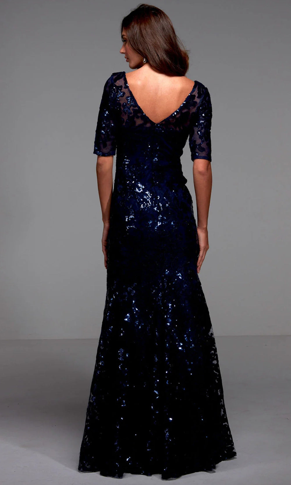 Alyce Paris 27497 - Short Sleeve Patterned Sequin Formal Gown - view 5