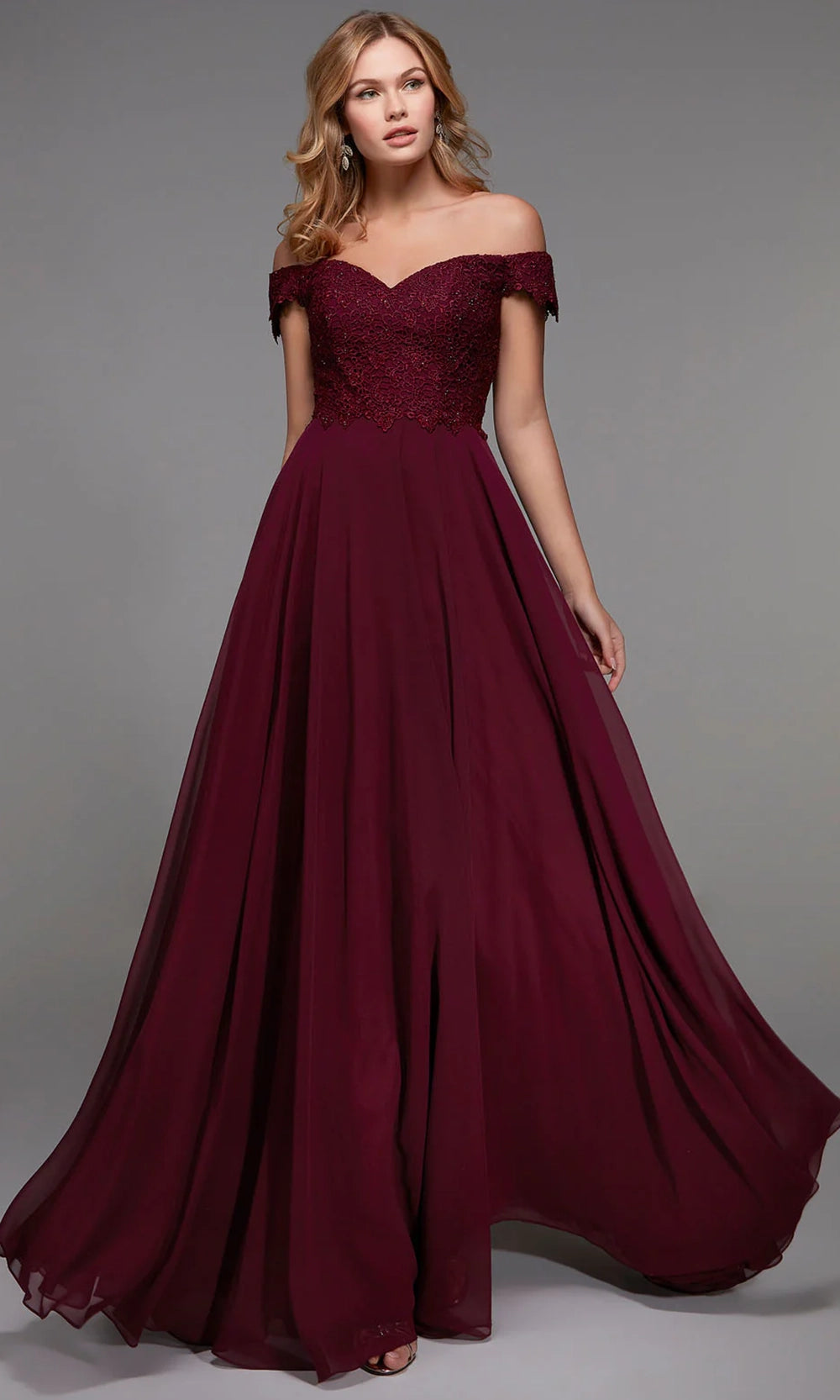 Alyce Paris 27510 - Sweetheart Lace Bodice Chiffon Dress - designer formal gown at Silhouette Dresses