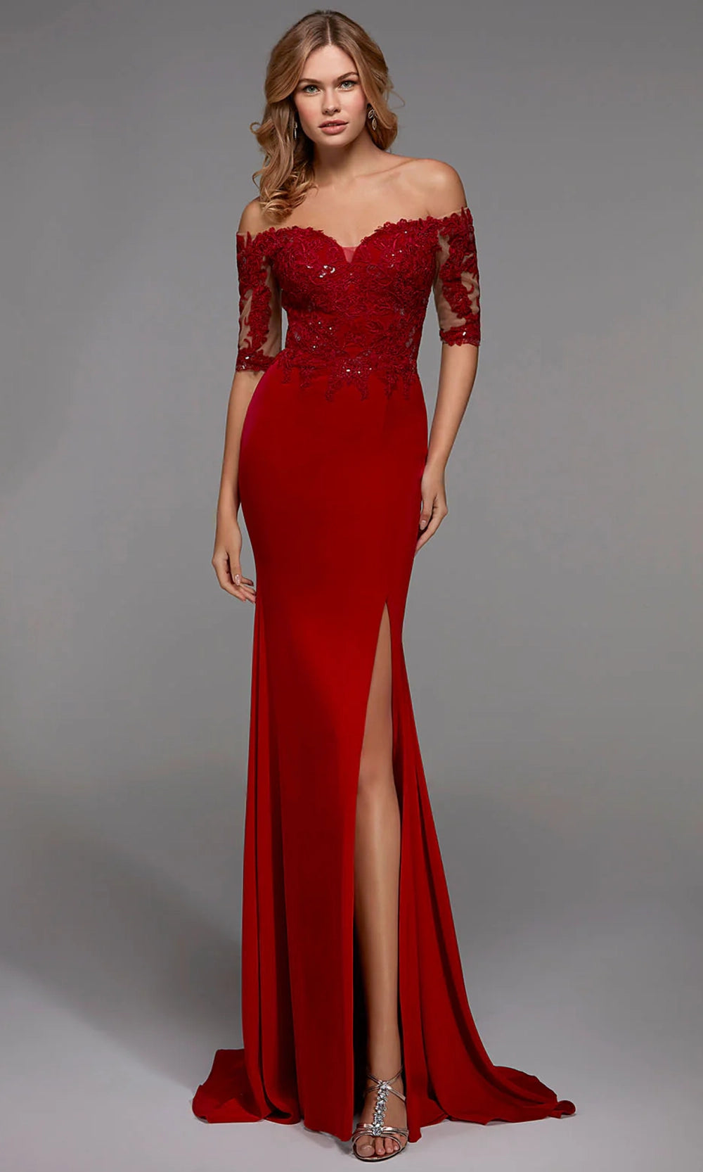Alyce Paris 27518 - Embroidered Sweetheart Slit Formal Dress - designer formal gown at Silhouette Dresses