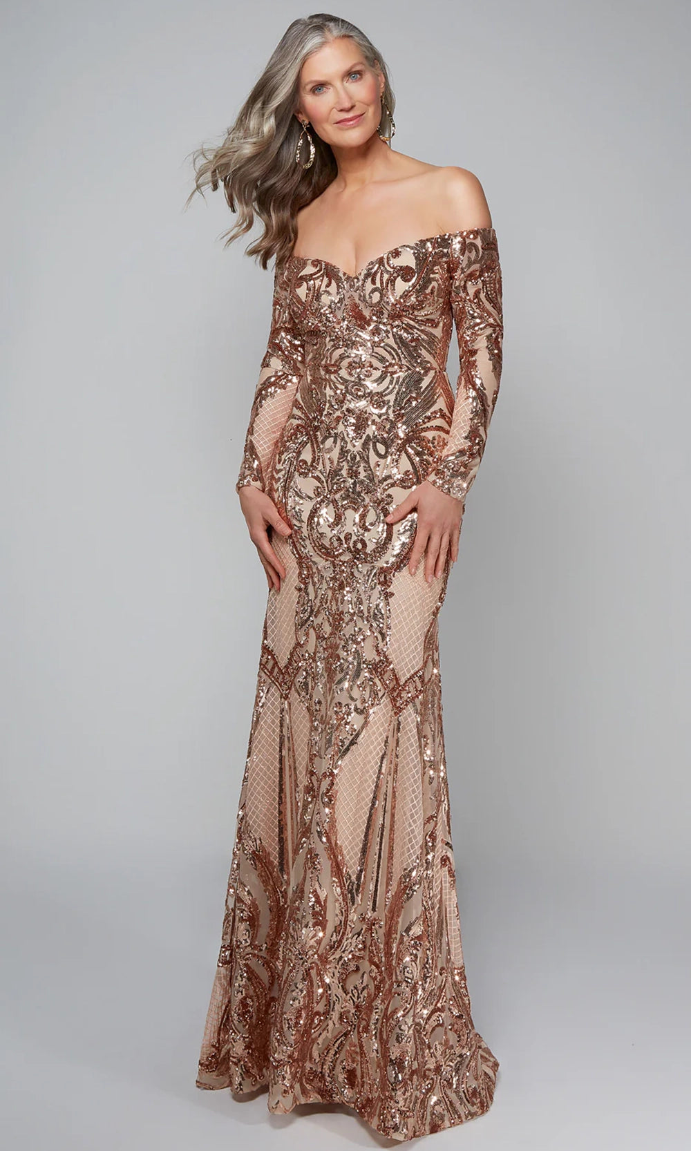 Alyce Paris 27544 - Sequin Off Shoulder Sheath Gown - view 7