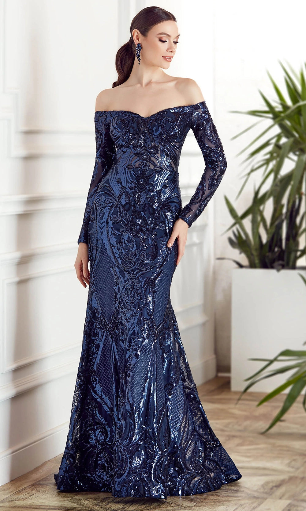 Alyce Paris 27544 - Sequin Off Shoulder Sheath Gown - view 5