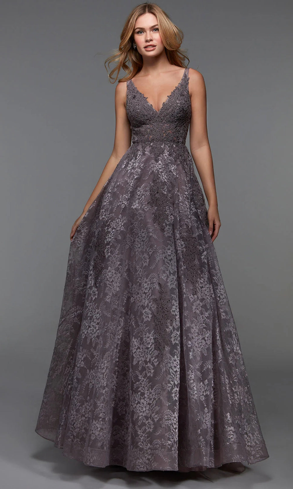 Alyce Paris 27552 - Sleeveless Long Dress with Floral Lace Detail - designer prom dress at Silhouette Dresses