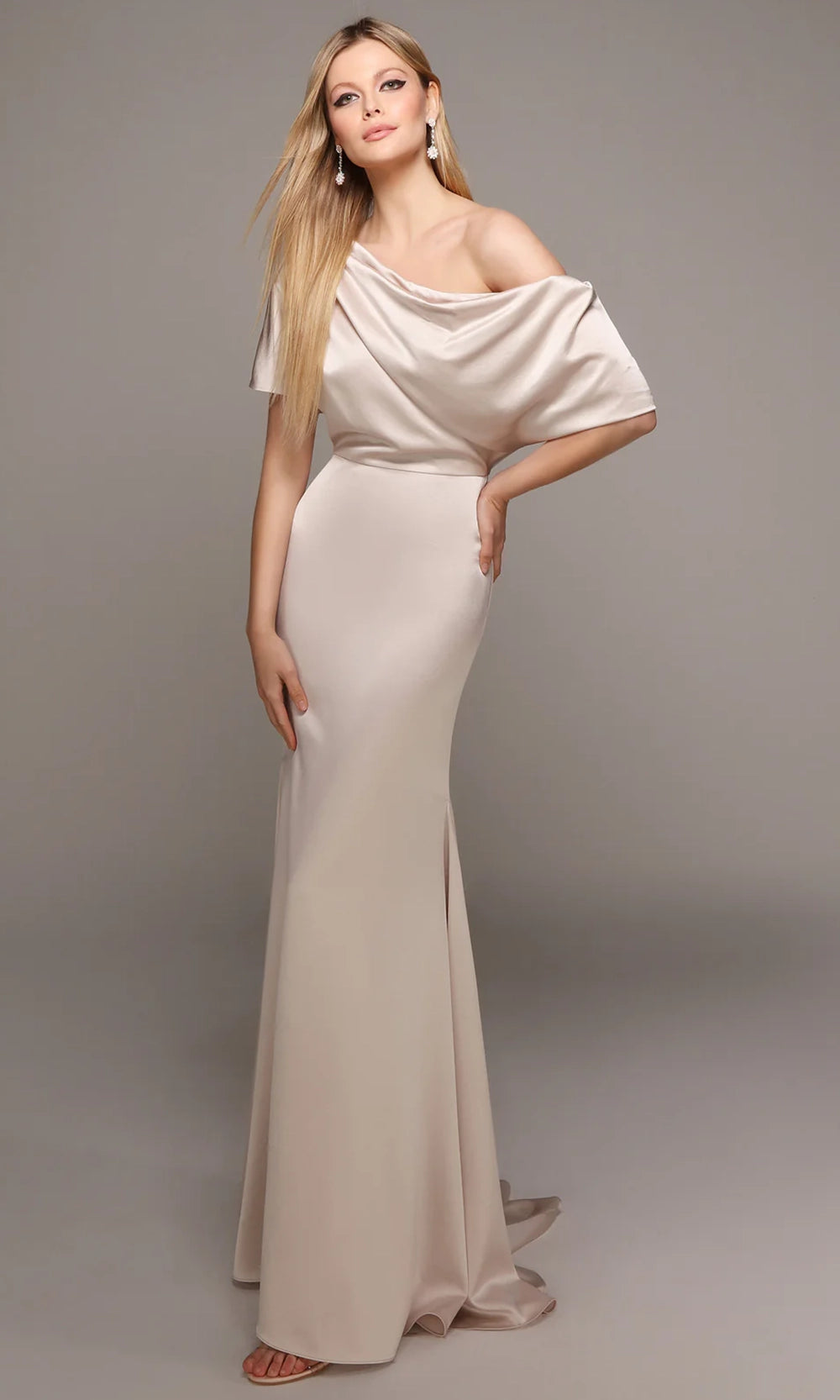 Alyce Paris 27560 - Draped Bodice Short Sleeve Gown - designer mother of the bride dress at Silhouette Dresses