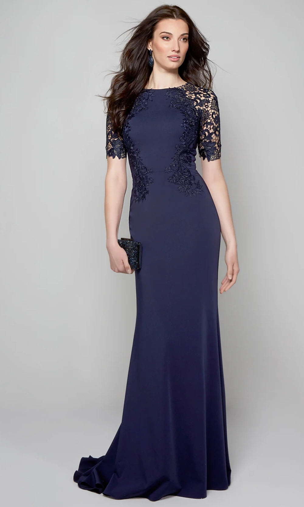 Alyce Paris 27585 - Illusion Lace Sleeve Evening Dress - back view